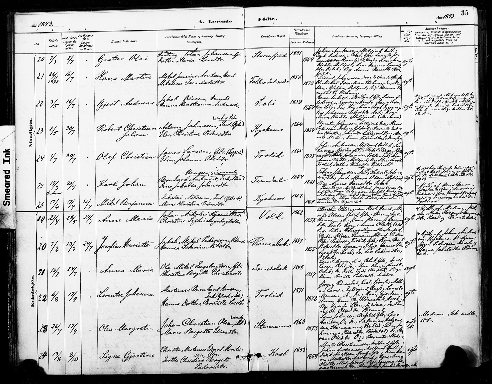 Ministerialprotokoller, klokkerbøker og fødselsregistre - Nordland, AV/SAT-A-1459/846/L0646: Parish register (official) no. 846A04, 1887-1901, p. 35
