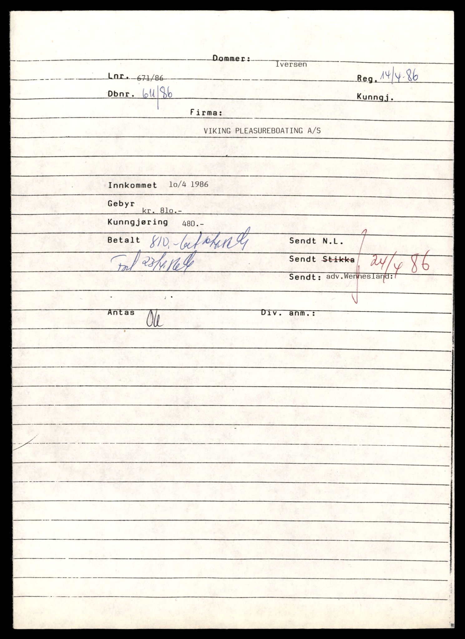 Asker og Bærum tingrett, SAT/A-10379/K/Kb/Kbb/L0042: Aksjeselskap og andelslag i Asker, Vik - Wi, 1944-1989, p. 1