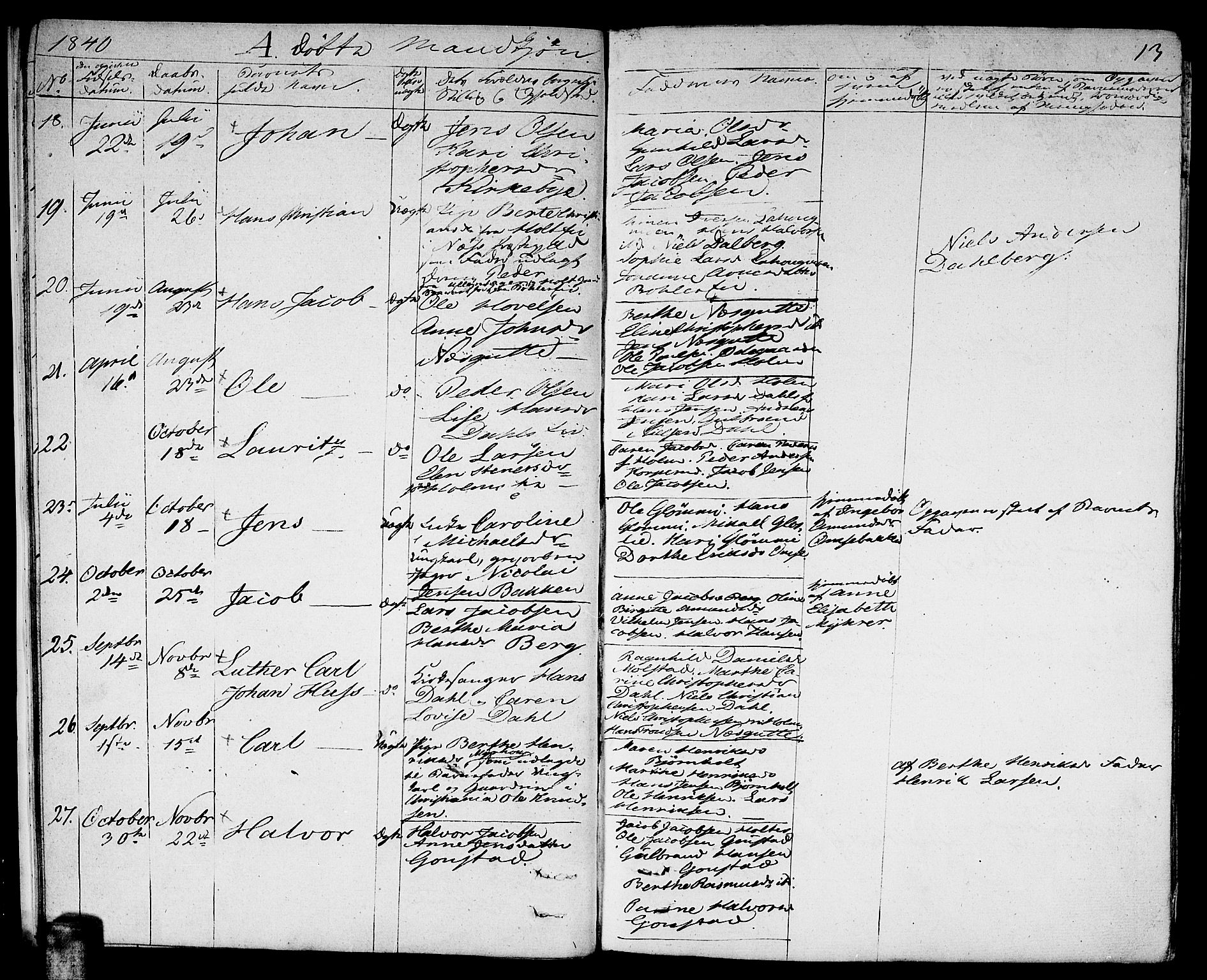 Nittedal prestekontor Kirkebøker, AV/SAO-A-10365a/F/Fa/L0004: Parish register (official) no. I 4, 1836-1849, p. 13