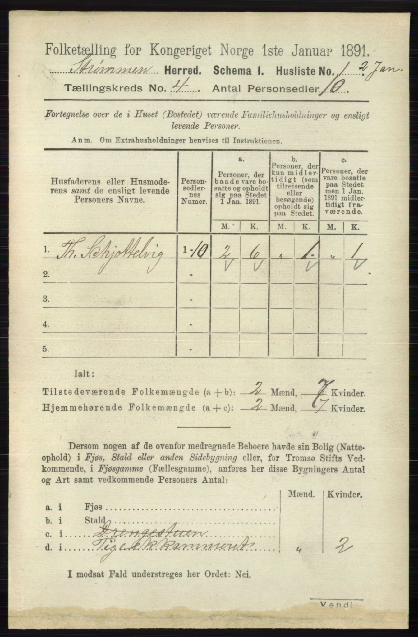 RA, 1891 census for 0711 Strømm, 1891, p. 1511