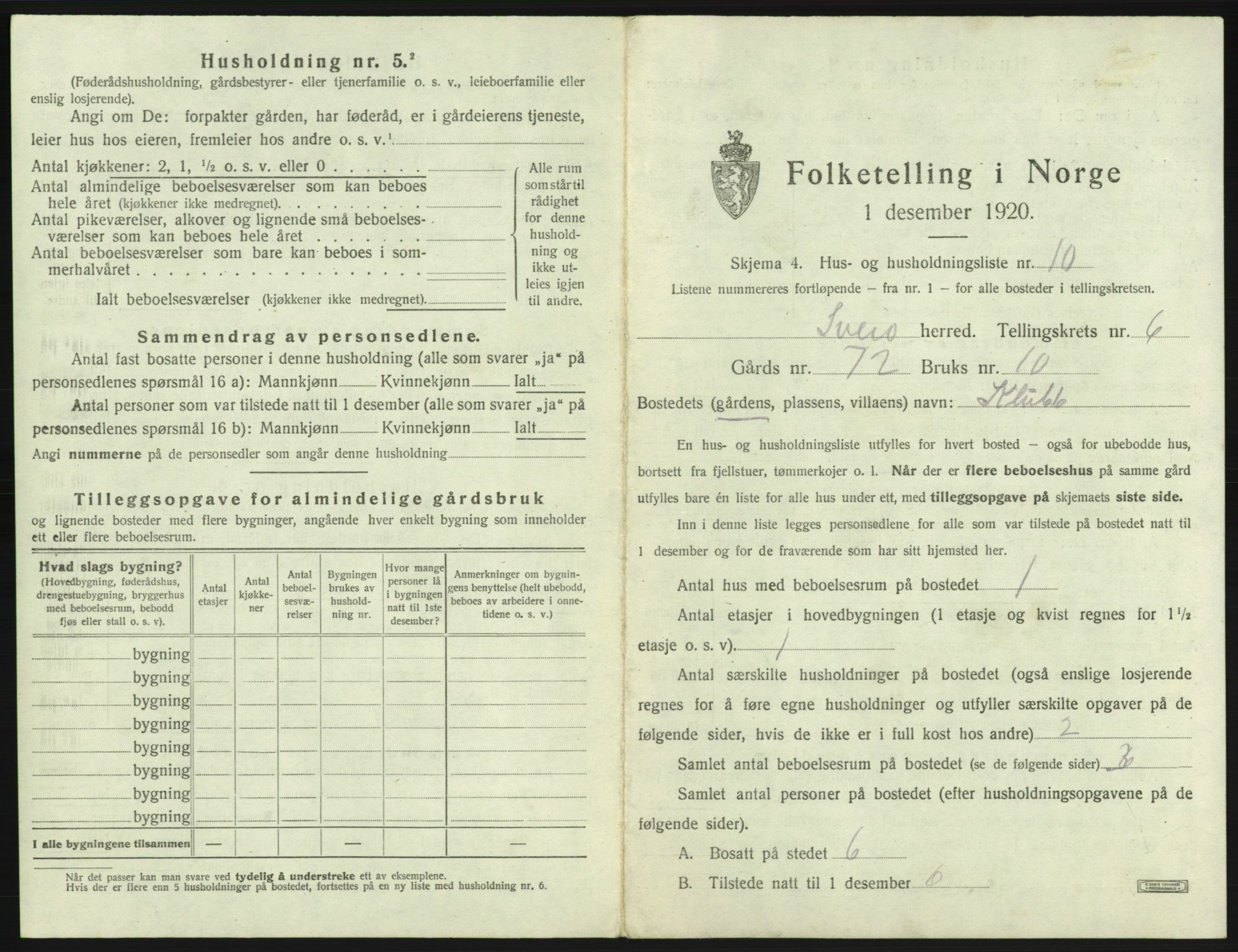 SAB, 1920 census for Sveio, 1920, p. 405