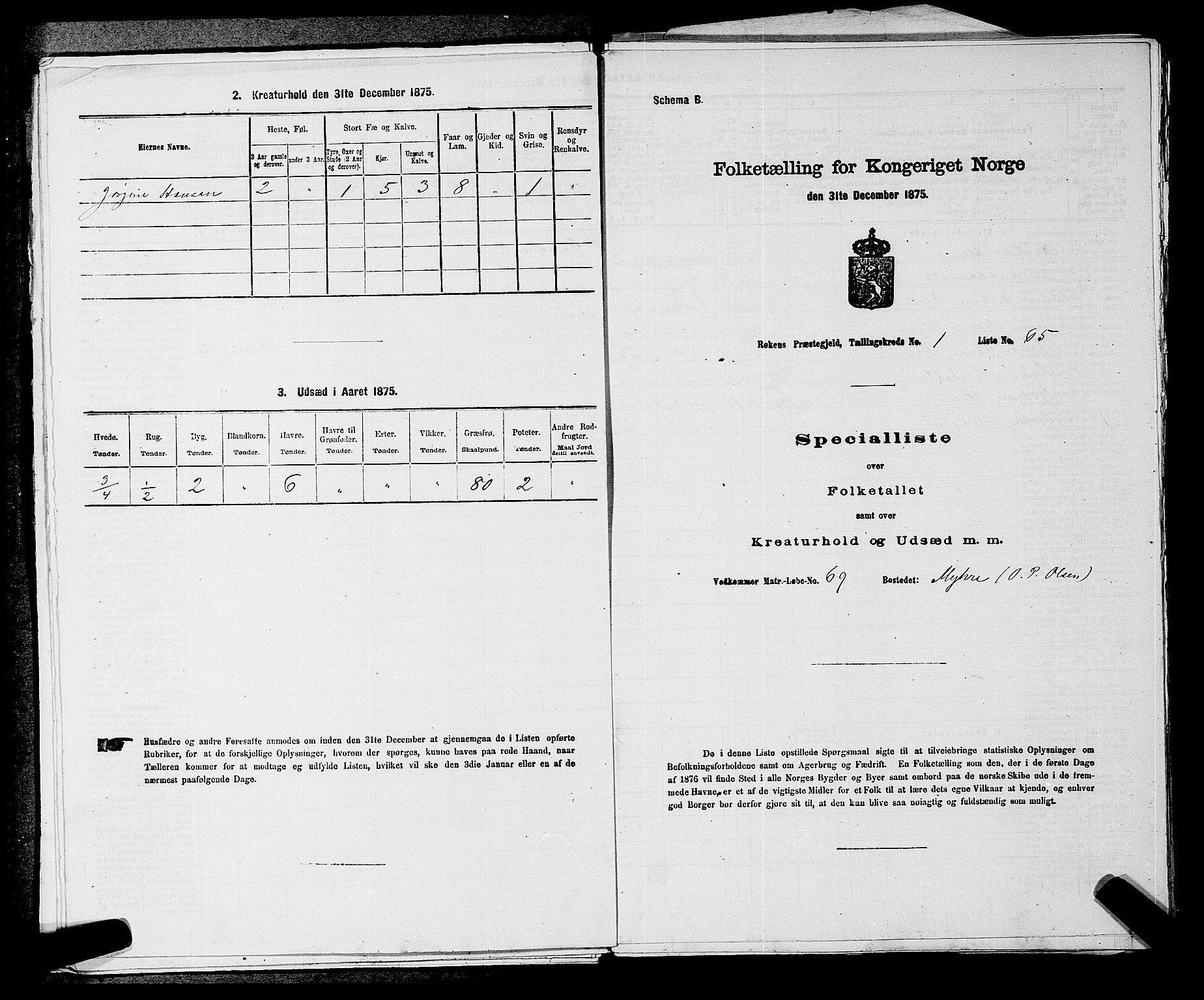 SAKO, 1875 census for 0627P Røyken, 1875, p. 85