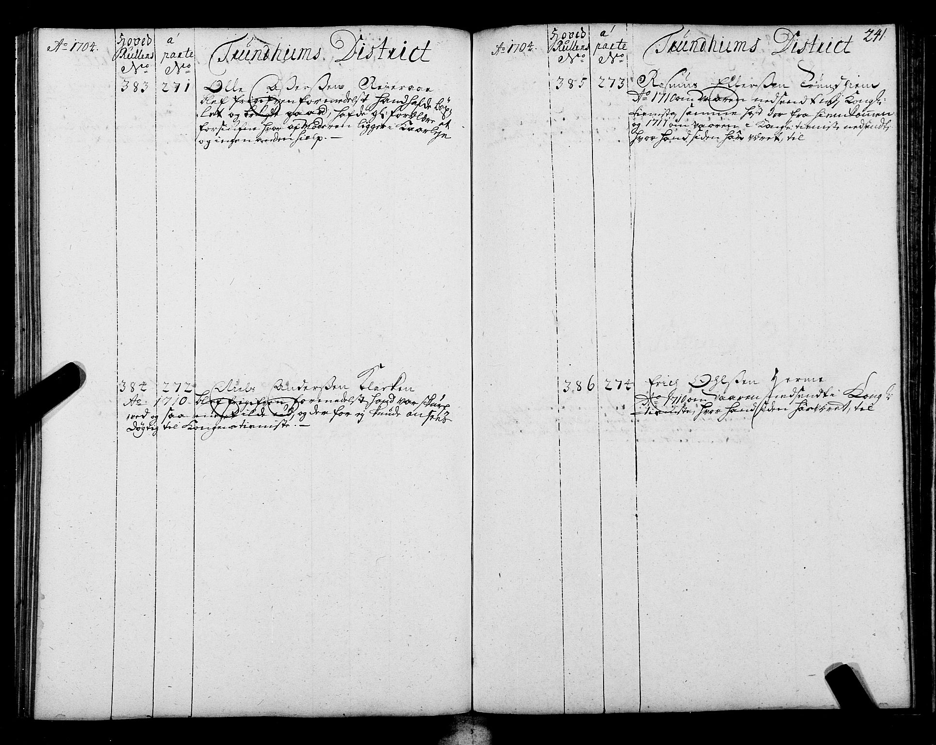 Sjøinnrulleringen - Trondhjemske distrikt, AV/SAT-A-5121/01/L0004: Ruller over sjøfolk i Trondhjem by, 1704-1710, p. 241