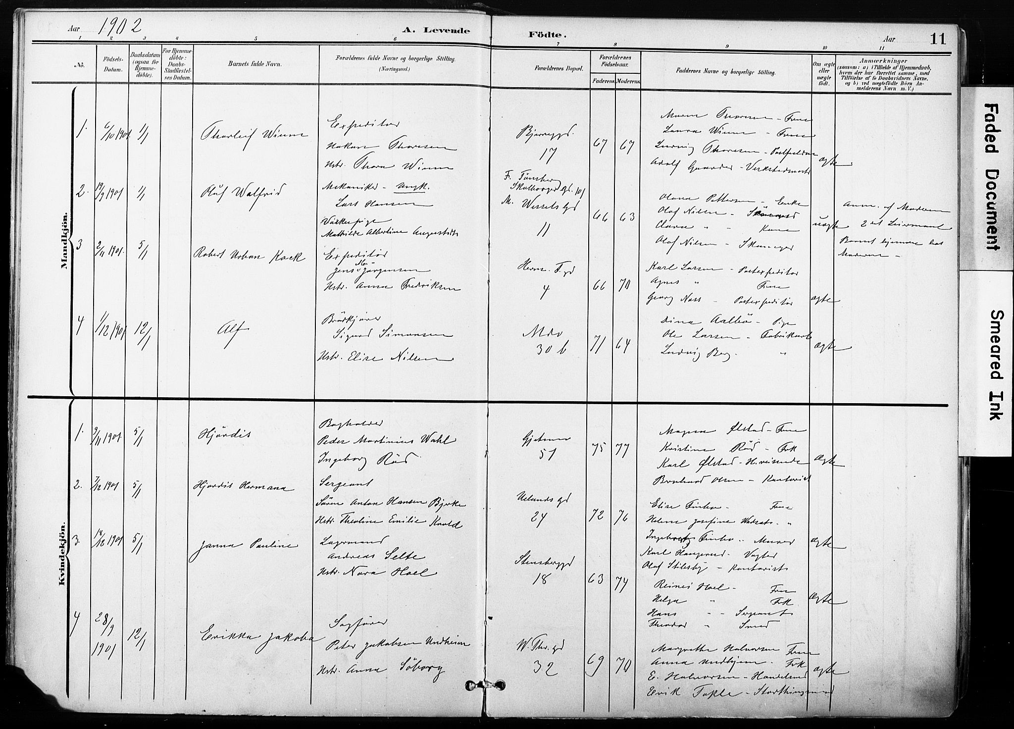 Gamle Aker prestekontor Kirkebøker, SAO/A-10617a/F/L0013: Parish register (official) no. 13, 1901-1908, p. 11