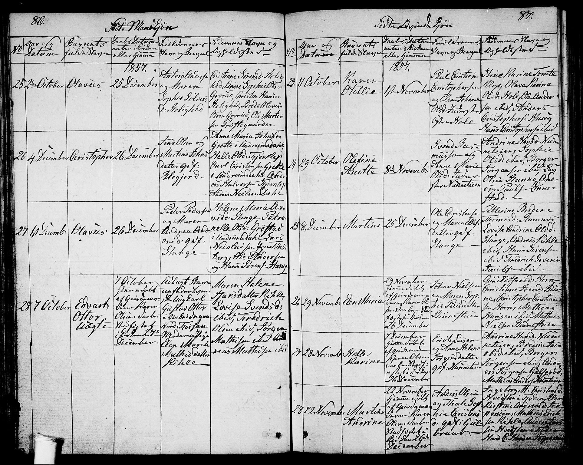 Ramnes kirkebøker, SAKO/A-314/G/Ga/L0002: Parish register (copy) no. I 2, 1848-1870, p. 86-87