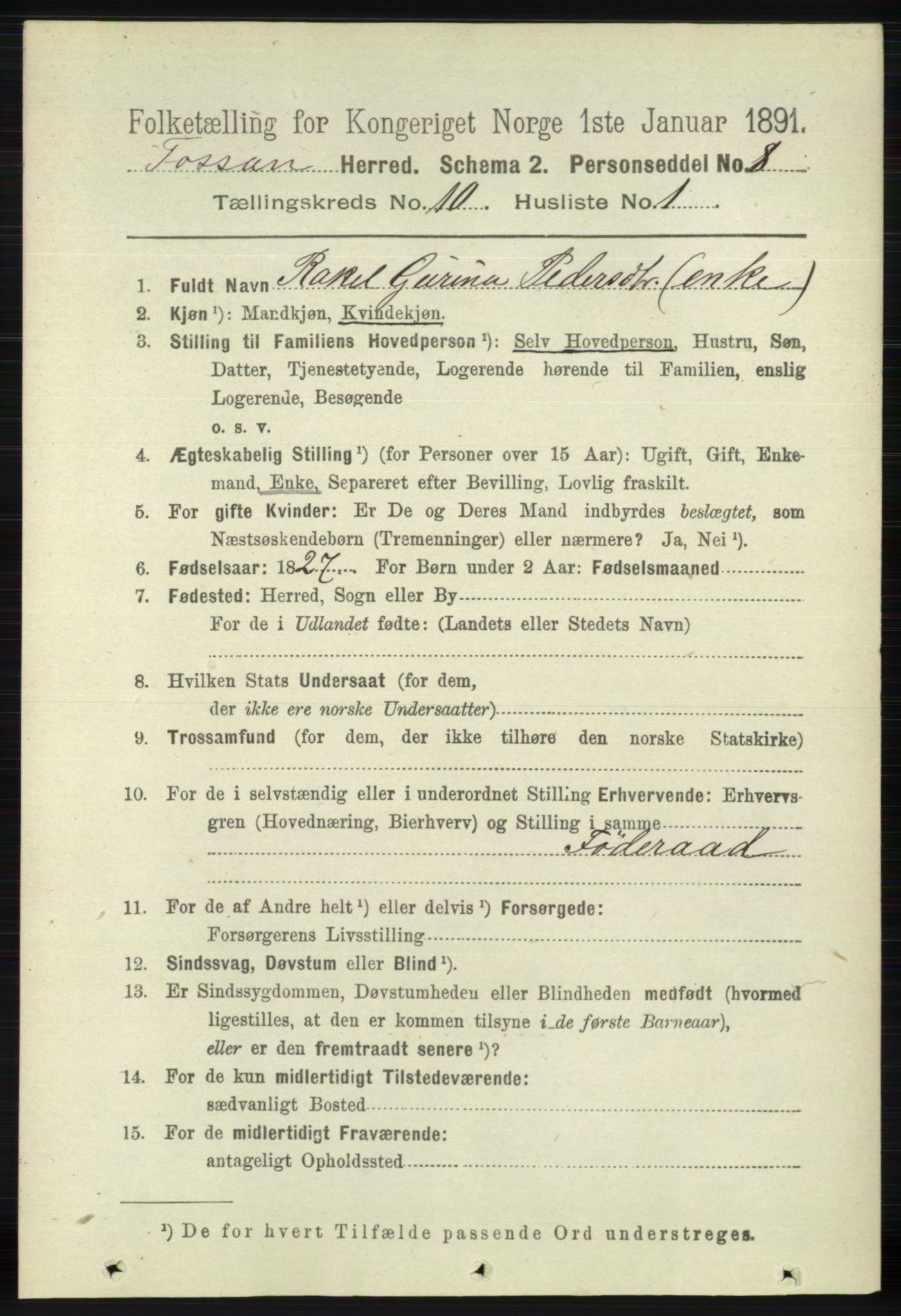 RA, 1891 census for 1129 Forsand, 1891, p. 1669