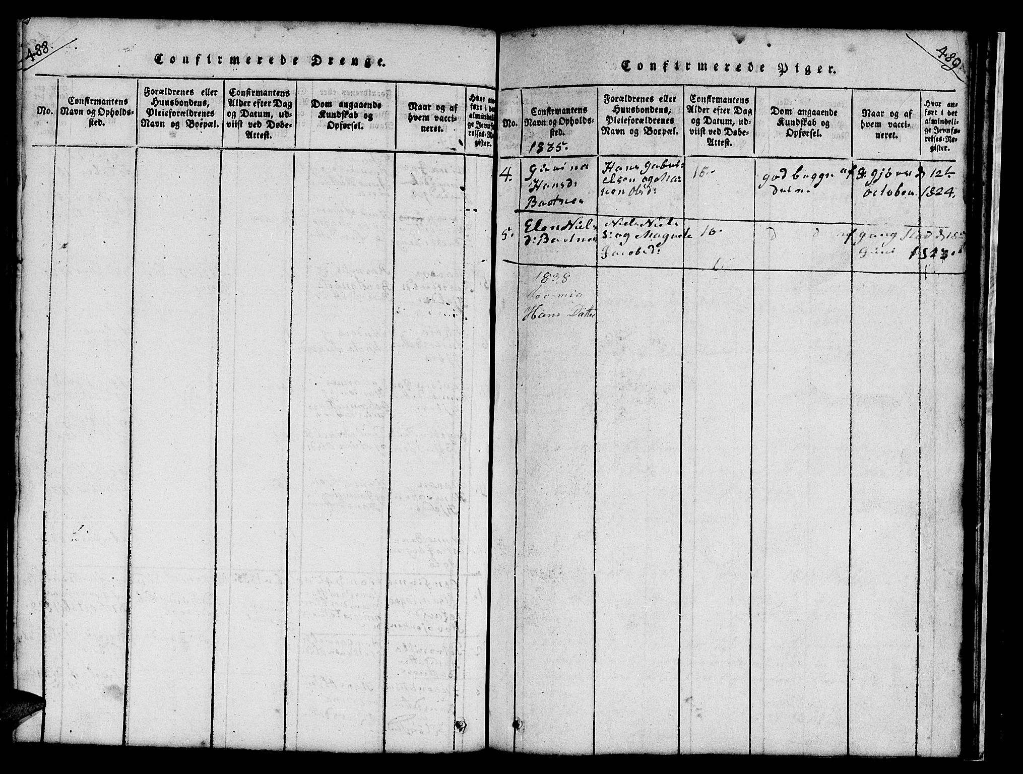 Ministerialprotokoller, klokkerbøker og fødselsregistre - Nord-Trøndelag, AV/SAT-A-1458/732/L0317: Parish register (copy) no. 732C01, 1816-1881, p. 488-489