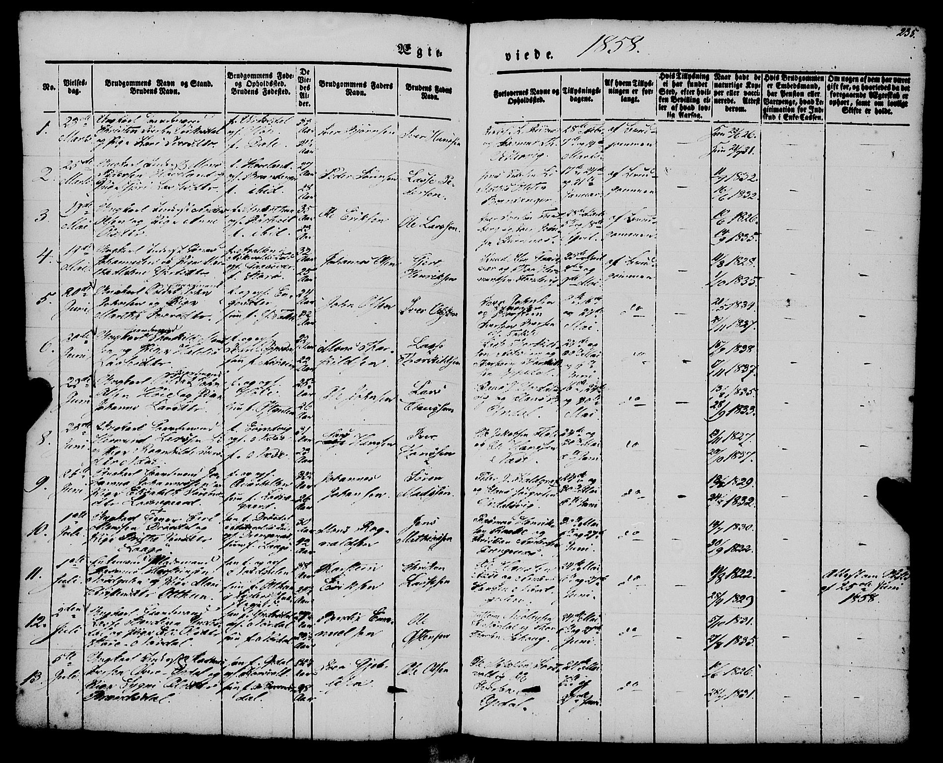Gulen sokneprestembete, SAB/A-80201/H/Haa/Haaa/L0021: Parish register (official) no. A 21, 1848-1858, p. 235