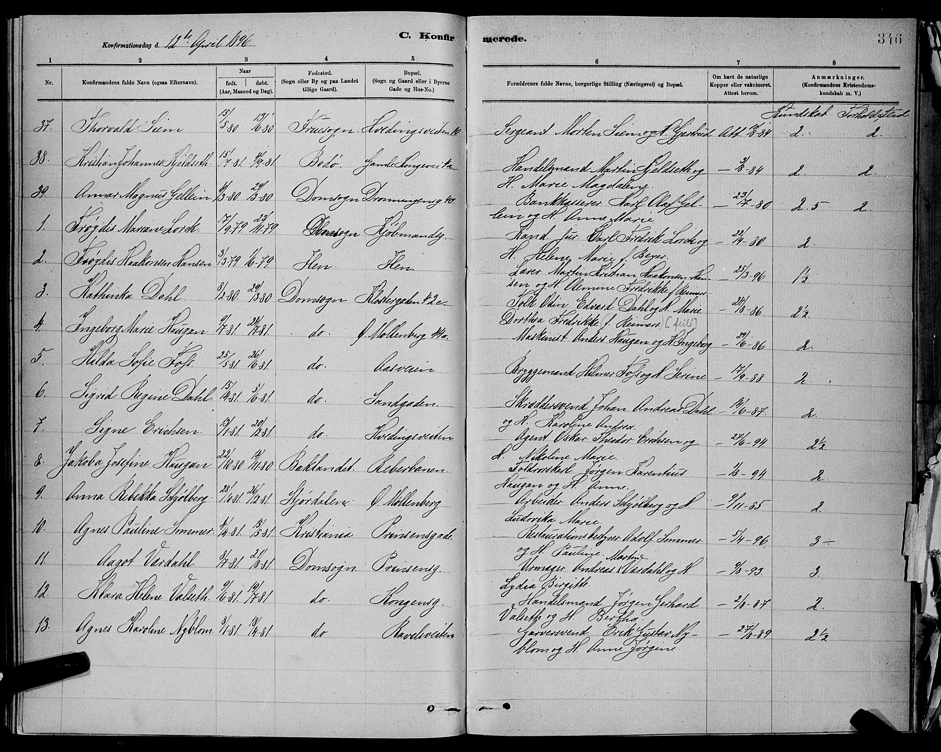 Ministerialprotokoller, klokkerbøker og fødselsregistre - Sør-Trøndelag, SAT/A-1456/601/L0092: Parish register (copy) no. 601C10, 1884-1897, p. 346