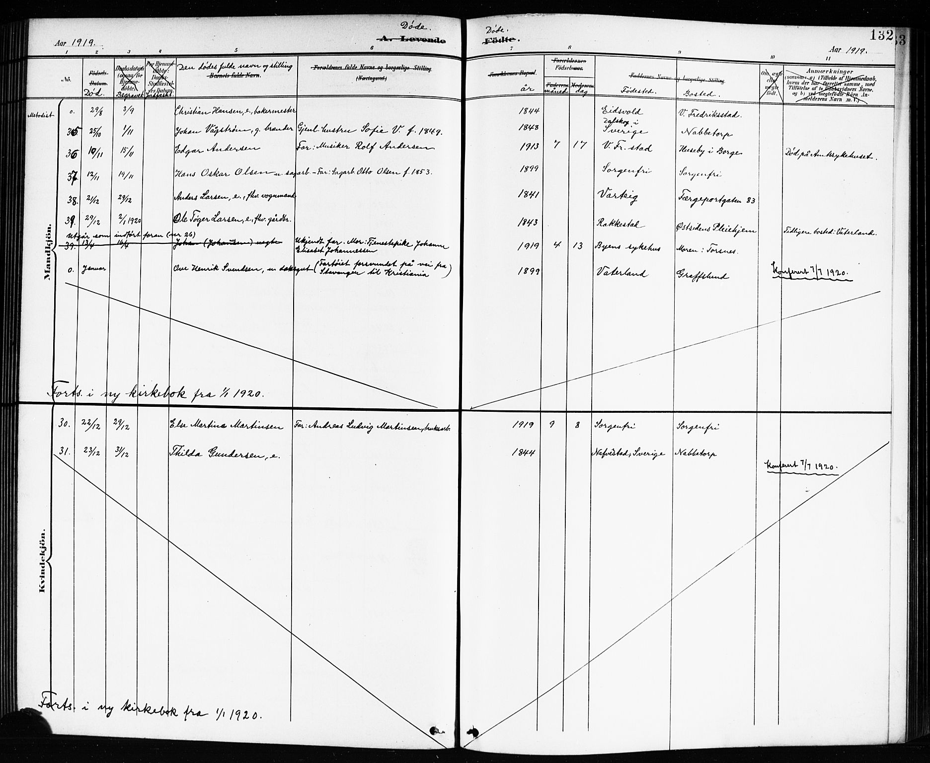 Østre Fredrikstad prestekontor Kirkebøker, AV/SAO-A-10907/G/Ga/L0002: Parish register (copy) no. 2, 1900-1919, p. 132