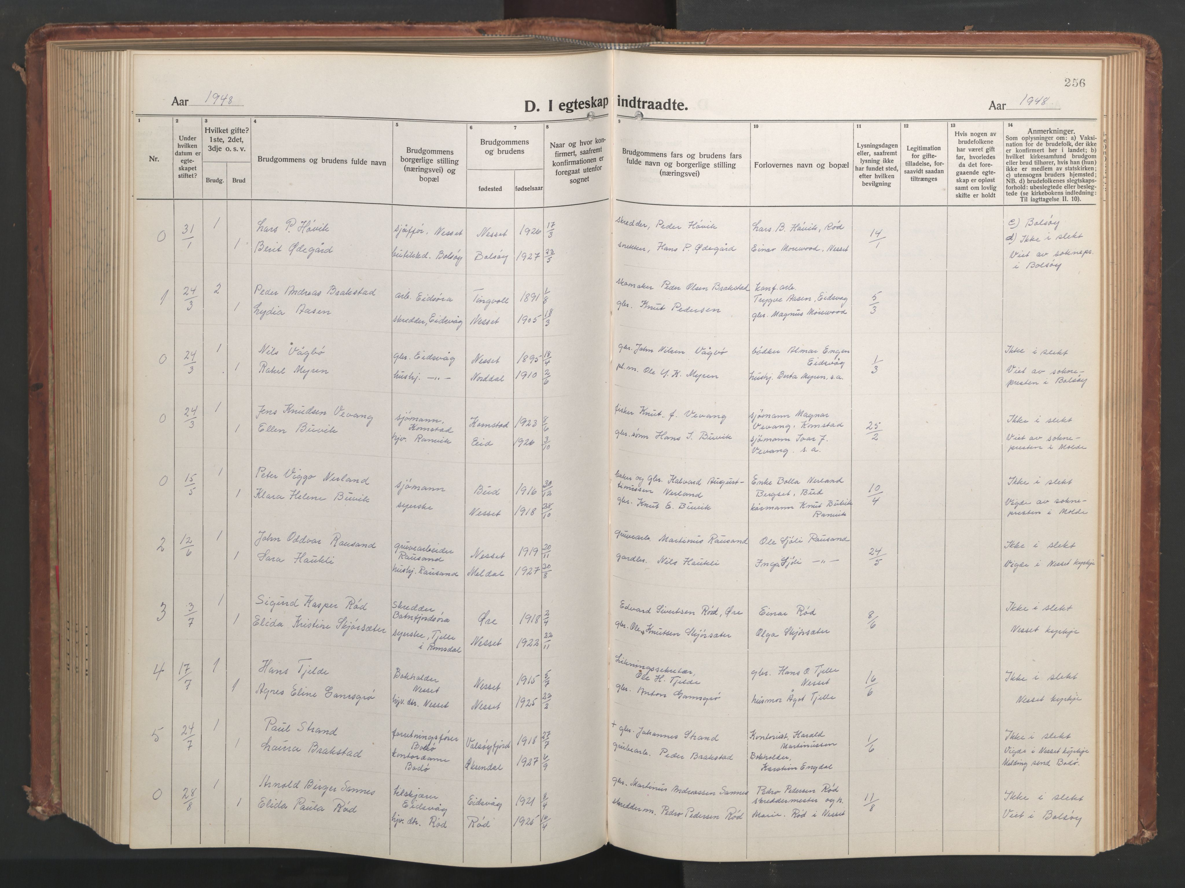 Ministerialprotokoller, klokkerbøker og fødselsregistre - Møre og Romsdal, SAT/A-1454/551/L0633: Parish register (copy) no. 551C05, 1921-1961, p. 256