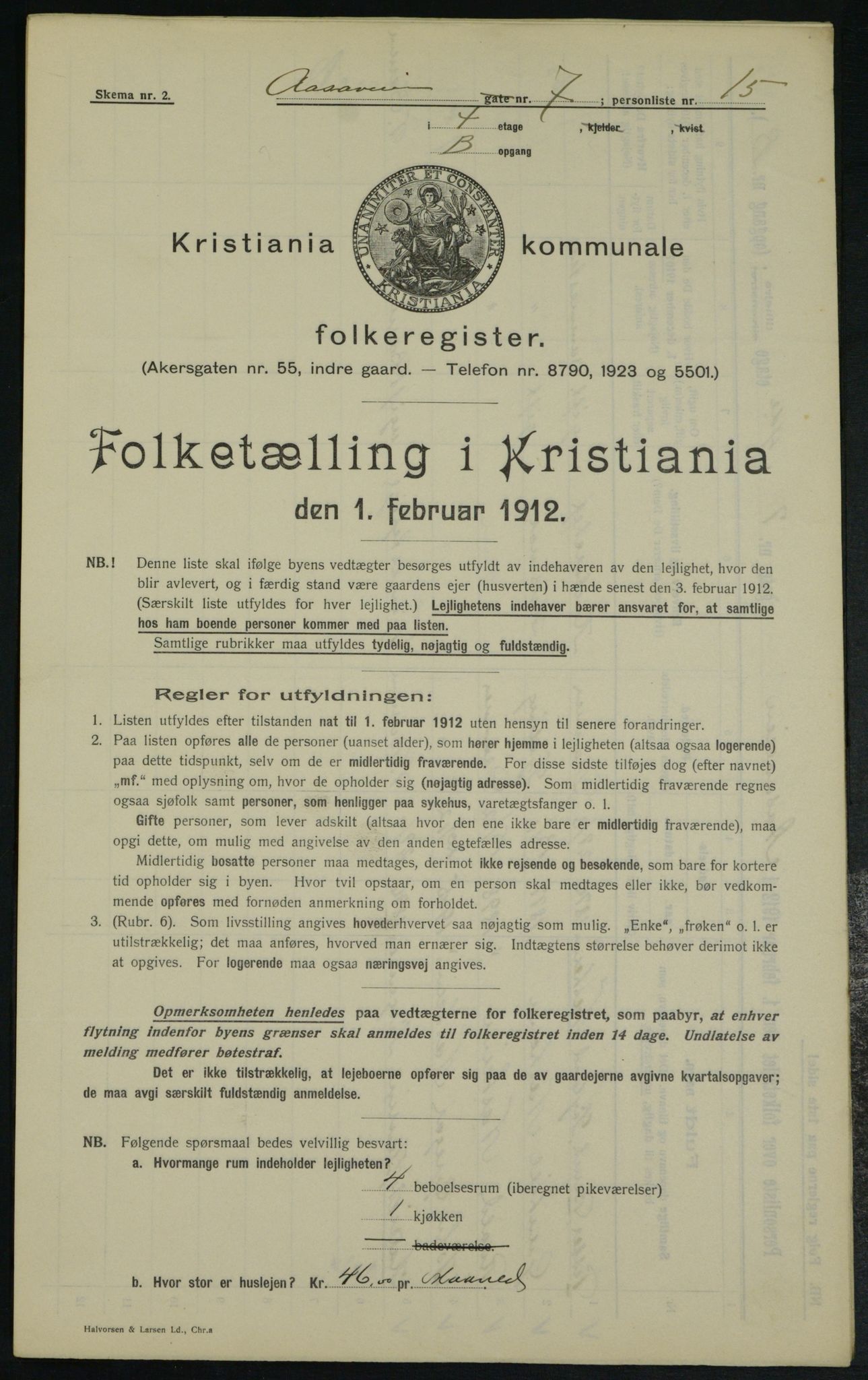 OBA, Municipal Census 1912 for Kristiania, 1912, p. 130955