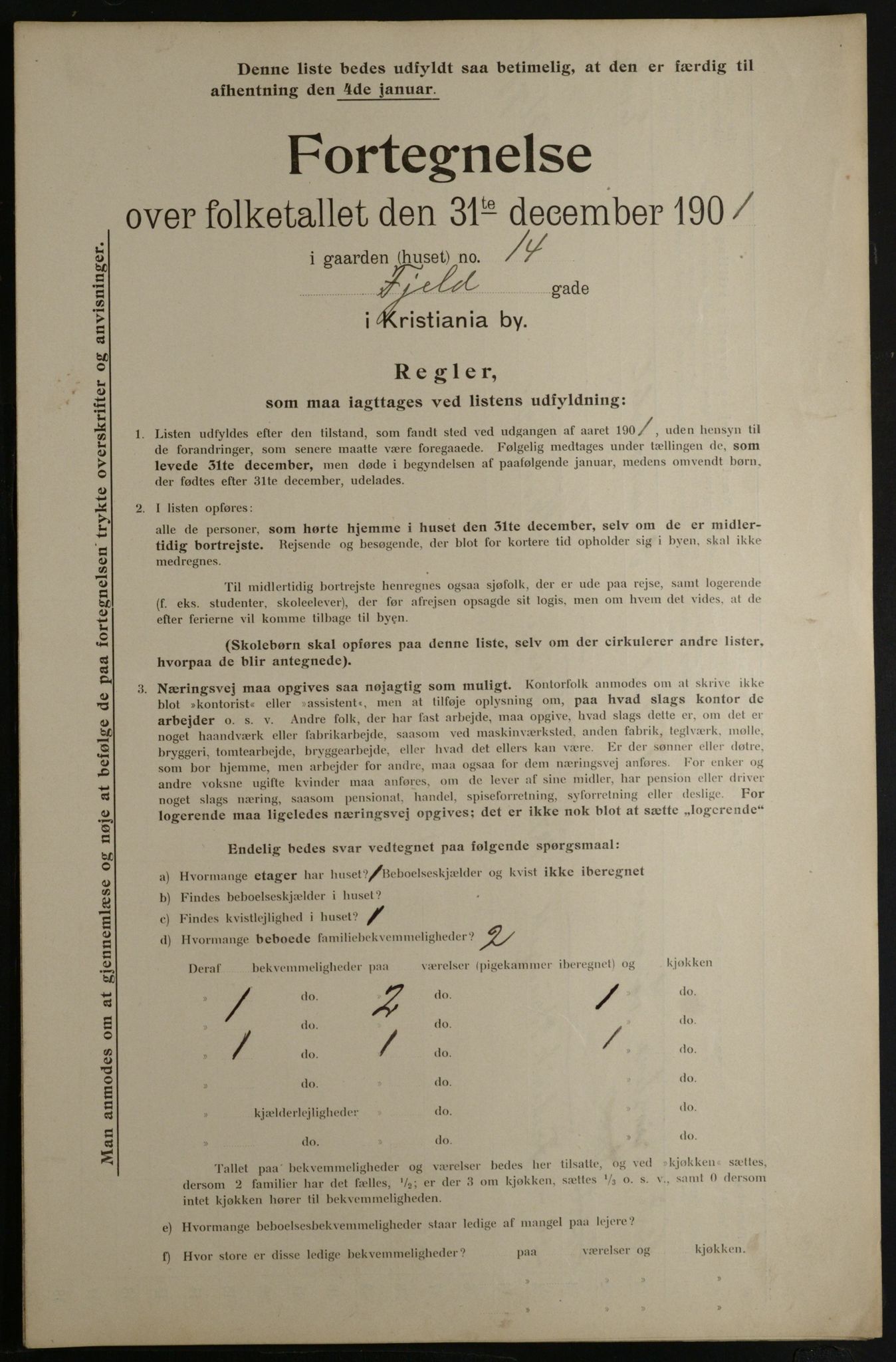 OBA, Municipal Census 1901 for Kristiania, 1901, p. 3954