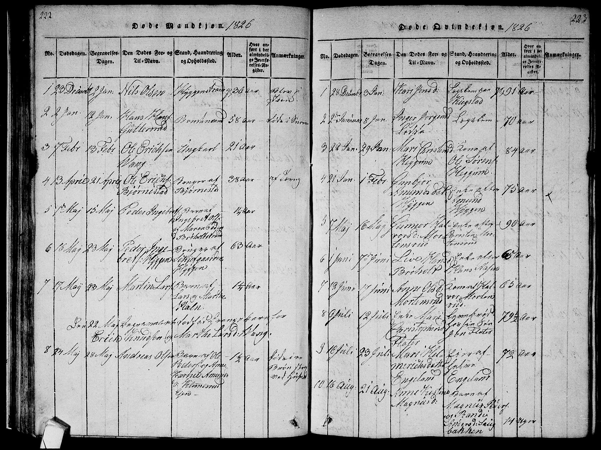 Røyken kirkebøker, AV/SAKO-A-241/F/Fa/L0004: Parish register (official) no. 4, 1814-1832, p. 222-223