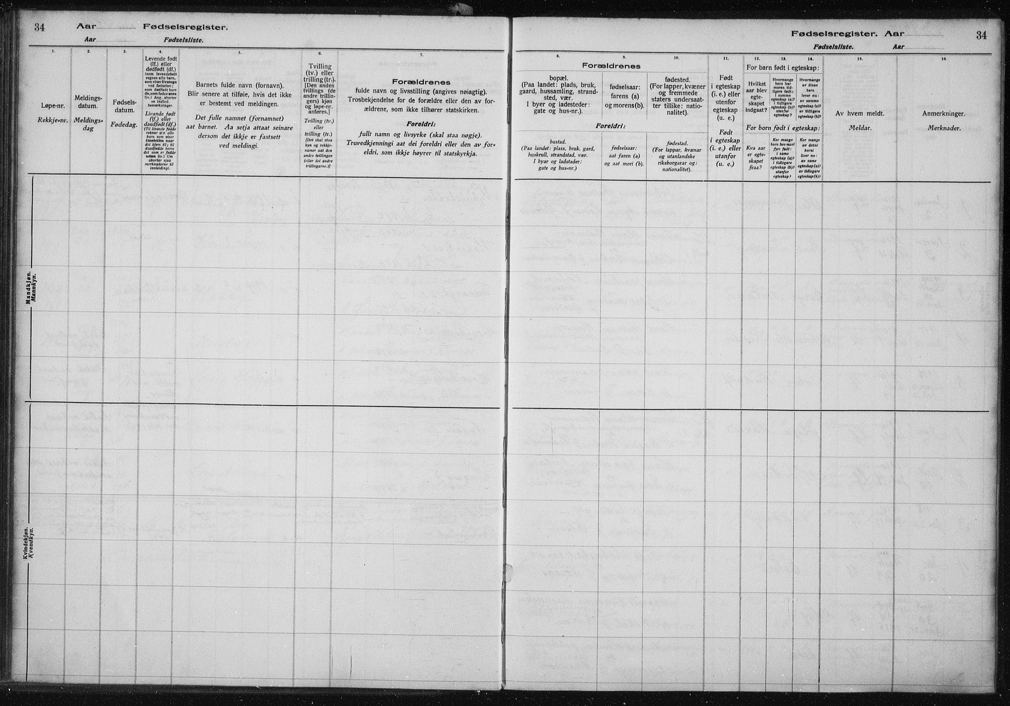 St. Petri sokneprestkontor, SAST/A-101813/002/A/L0001: Birth register no. 1, 1916-1922, p. 34