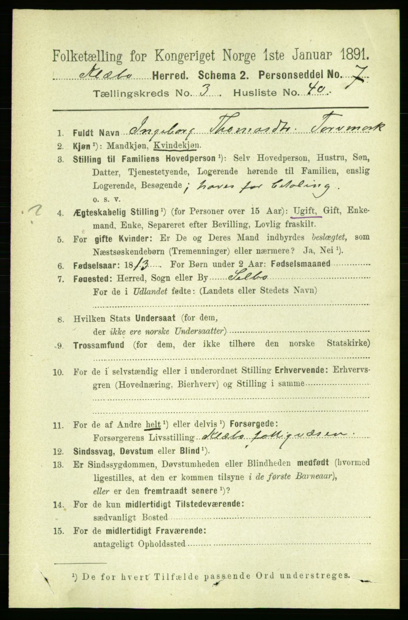 RA, 1891 census for 1662 Klæbu, 1891, p. 678