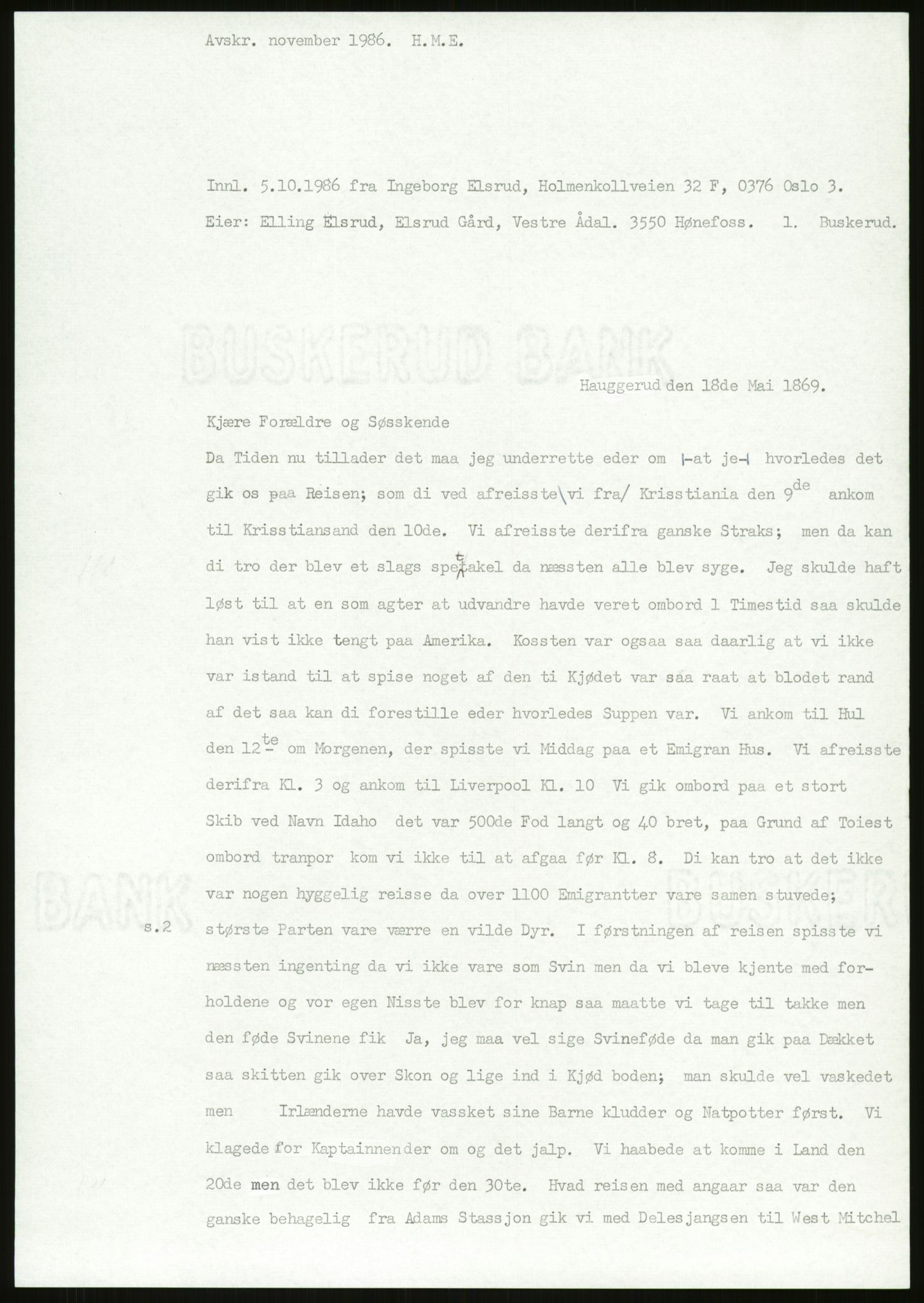 Samlinger til kildeutgivelse, Amerikabrevene, AV/RA-EA-4057/F/L0018: Innlån fra Buskerud: Elsrud, 1838-1914, p. 403