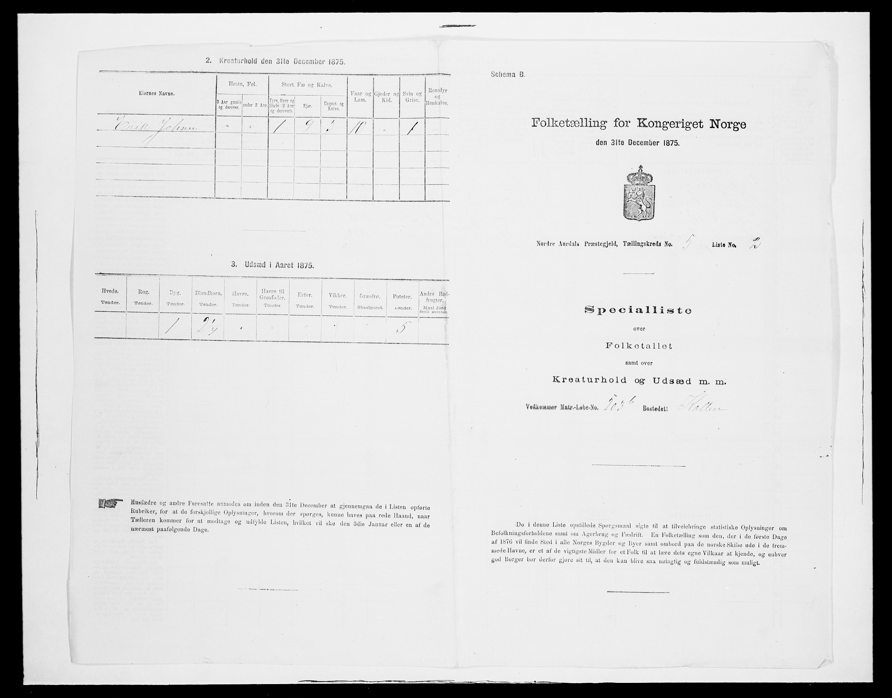 SAH, 1875 census for 0542P Nord-Aurdal, 1875, p. 894