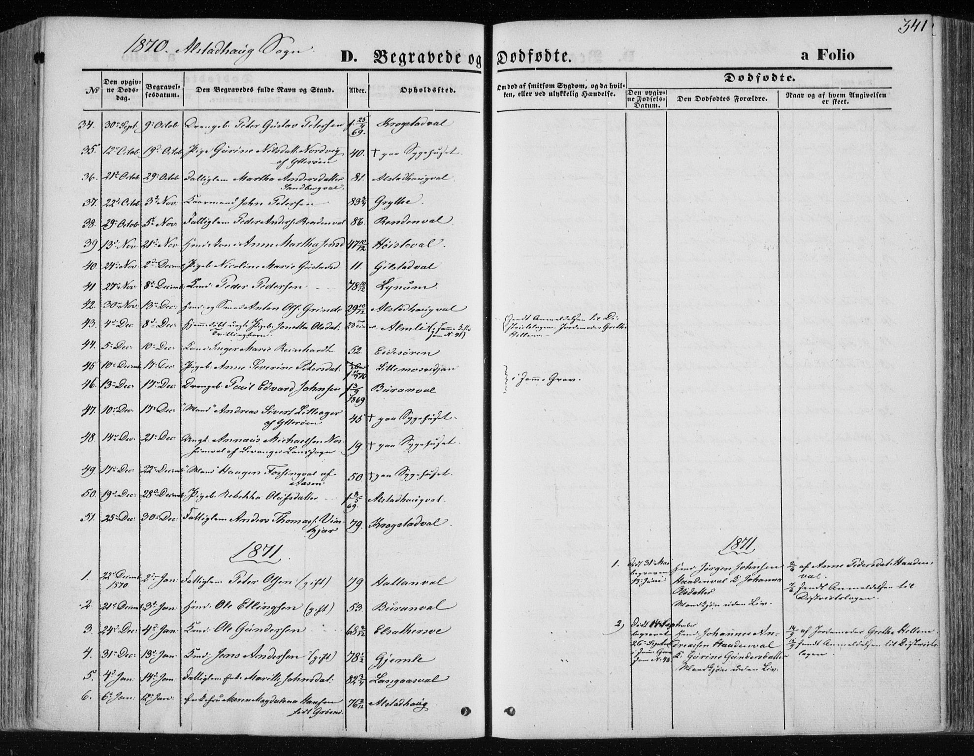 Ministerialprotokoller, klokkerbøker og fødselsregistre - Nord-Trøndelag, SAT/A-1458/717/L0157: Parish register (official) no. 717A08 /1, 1863-1877, p. 341