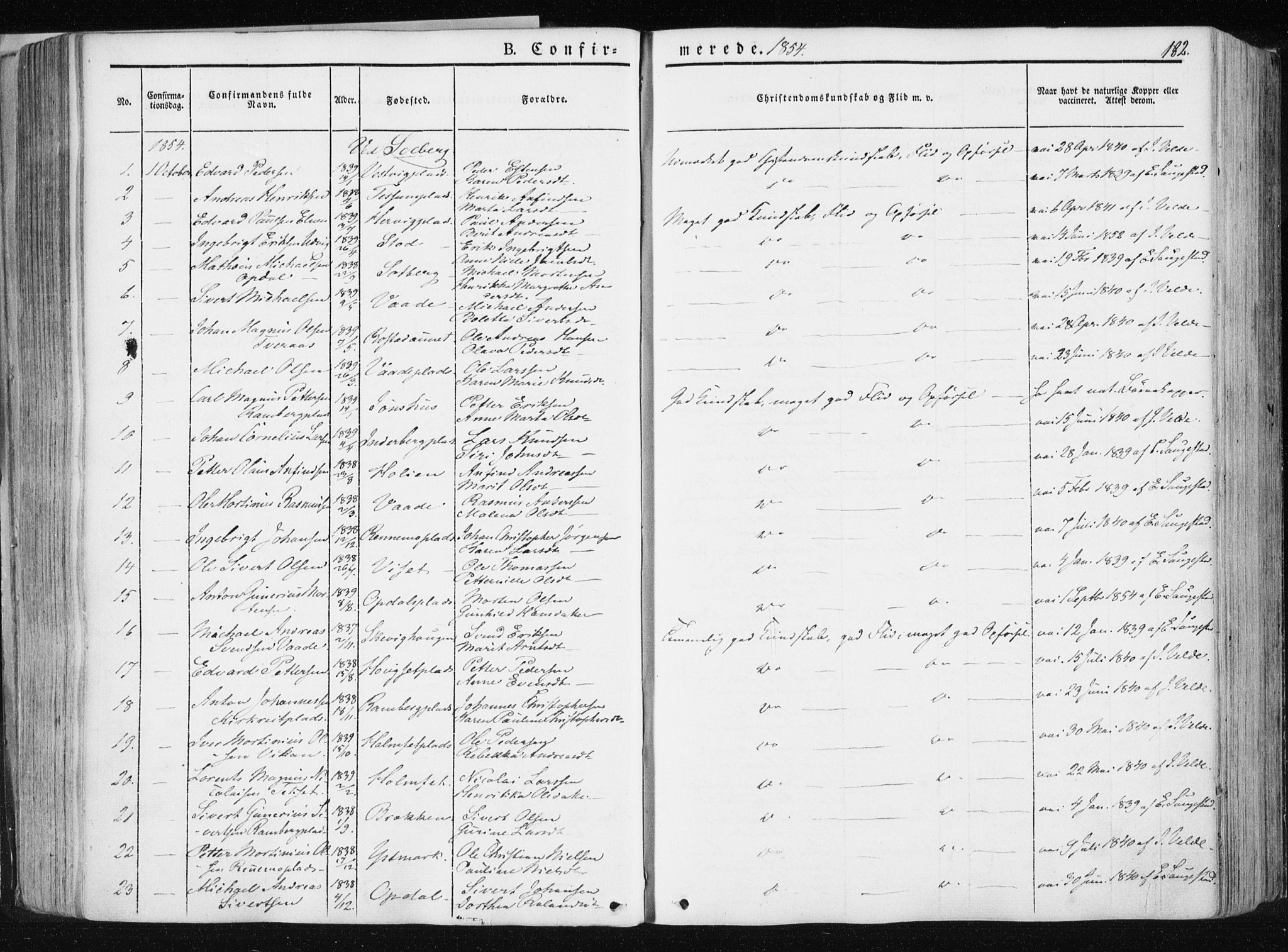 Ministerialprotokoller, klokkerbøker og fødselsregistre - Nord-Trøndelag, SAT/A-1458/741/L0393: Parish register (official) no. 741A07, 1849-1863, p. 182