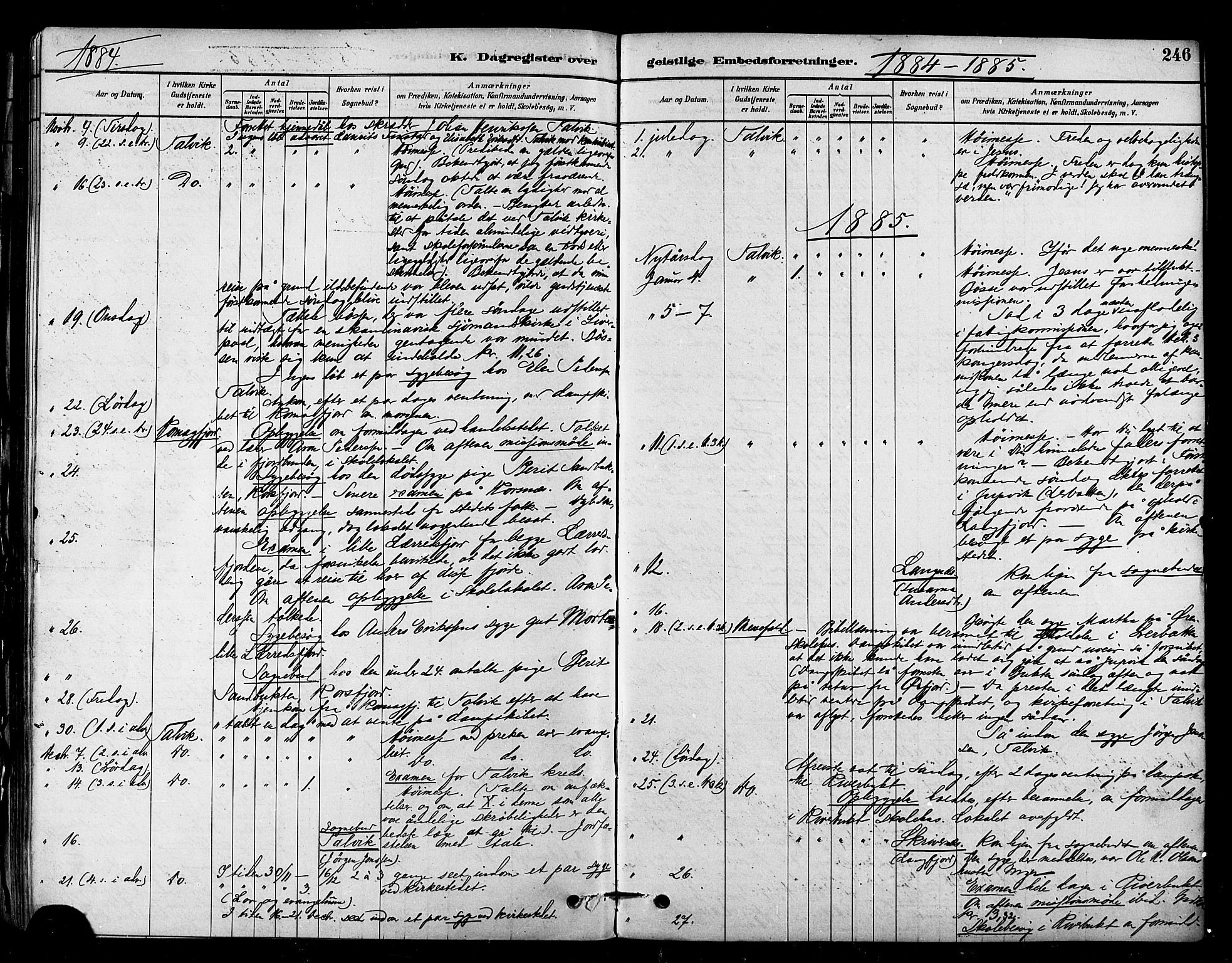 Talvik sokneprestkontor, SATØ/S-1337/H/Ha/L0012kirke: Parish register (official) no. 12, 1878-1886, p. 246