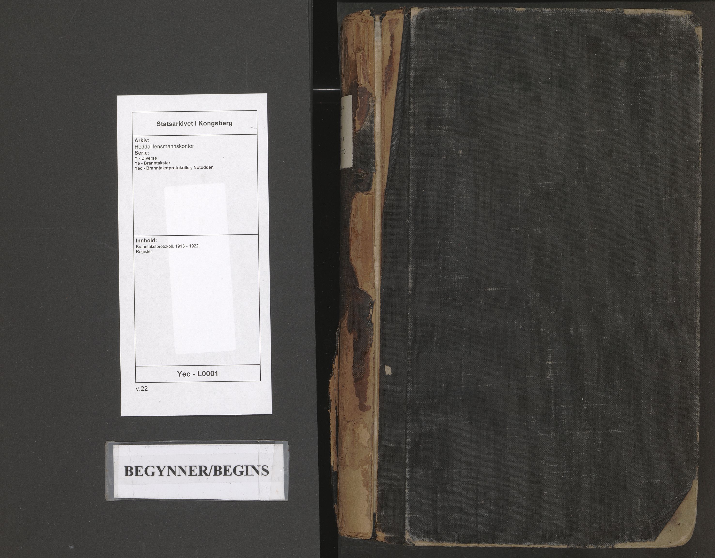 Heddal lensmannskontor, AV/SAKO-A-558/Y/Ye/Yec/L0001: Branntakstprotokoll, 1913-1922