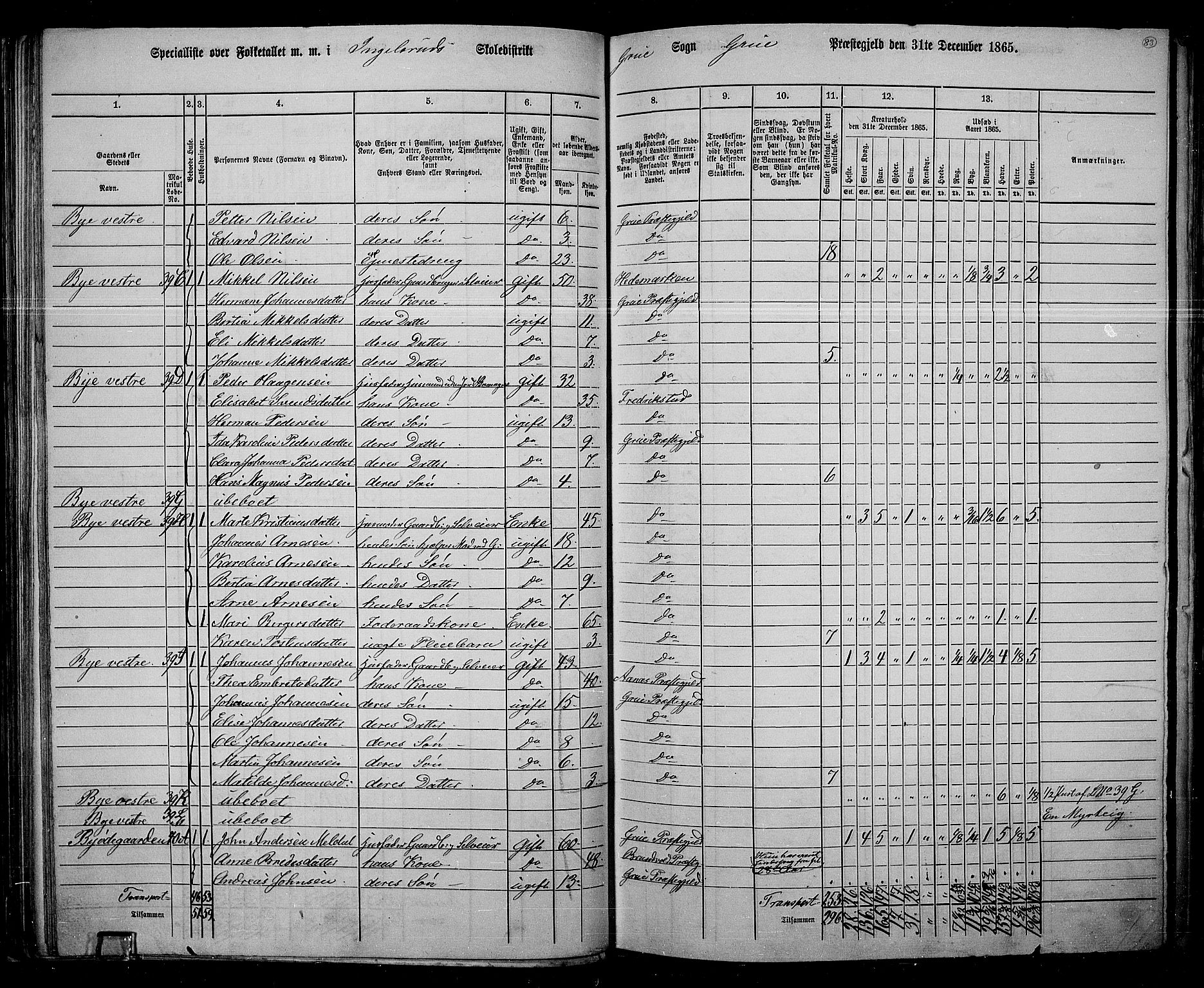 RA, 1865 census for Grue, 1865, p. 73