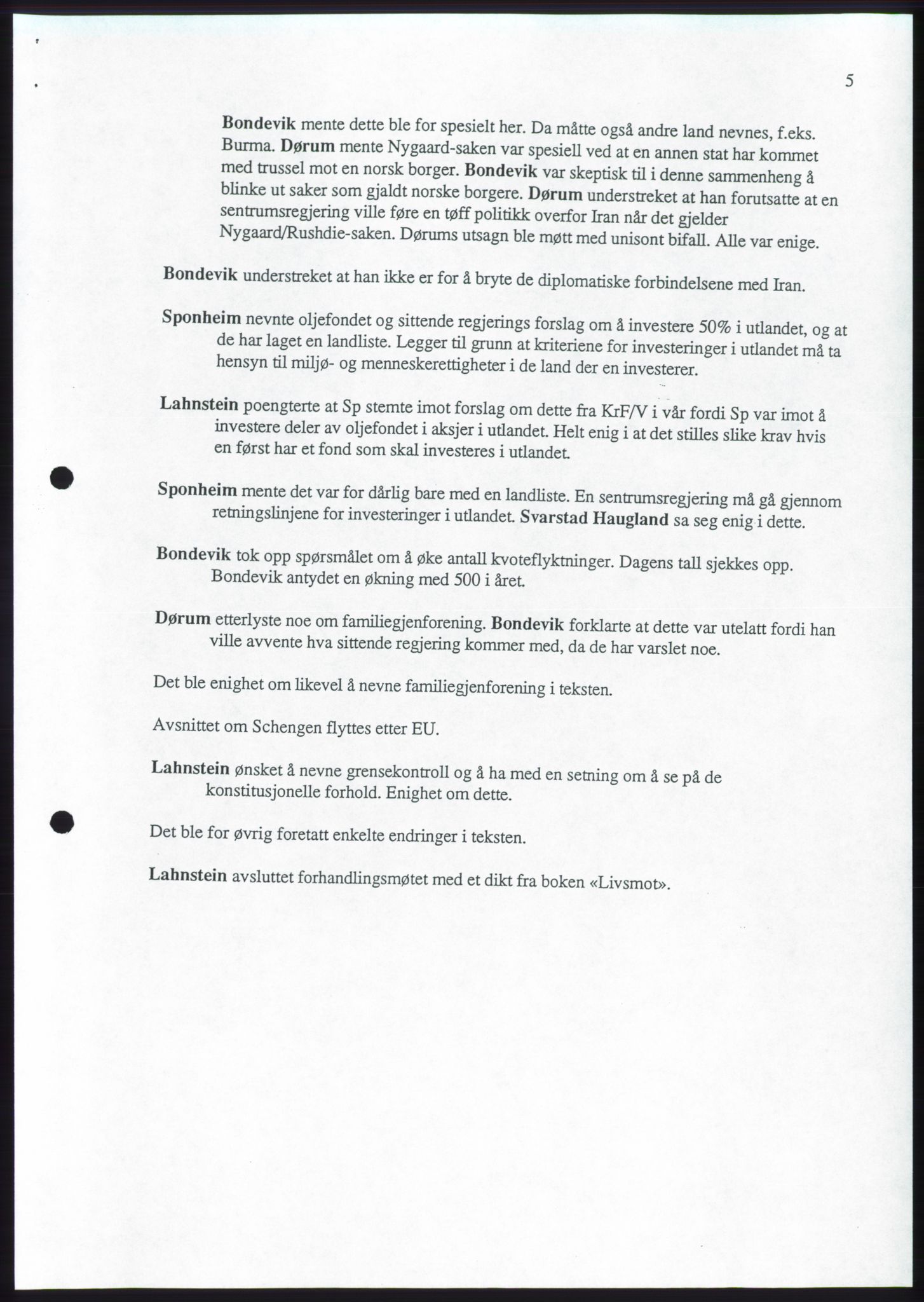 Forhandlingene mellom Kristelig Folkeparti, Senterpartiet og Venstre om dannelse av regjering, AV/RA-PA-1073/A/L0001: Forhandlingsprotokoller, 1997, p. 107