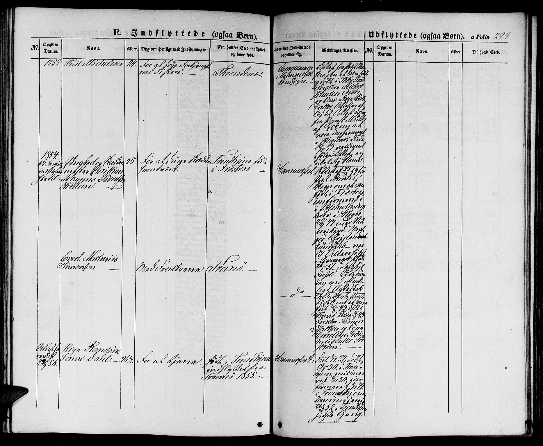 Hammerfest sokneprestkontor, SATØ/S-1347/H/Hb/L0002.klokk: Parish register (copy) no. 2, 1851-1861, p. 294