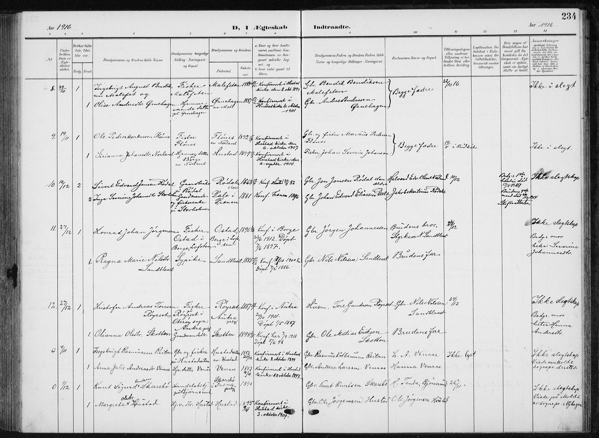 Ministerialprotokoller, klokkerbøker og fødselsregistre - Møre og Romsdal, AV/SAT-A-1454/567/L0784: Parish register (copy) no. 567C04, 1903-1938, p. 234