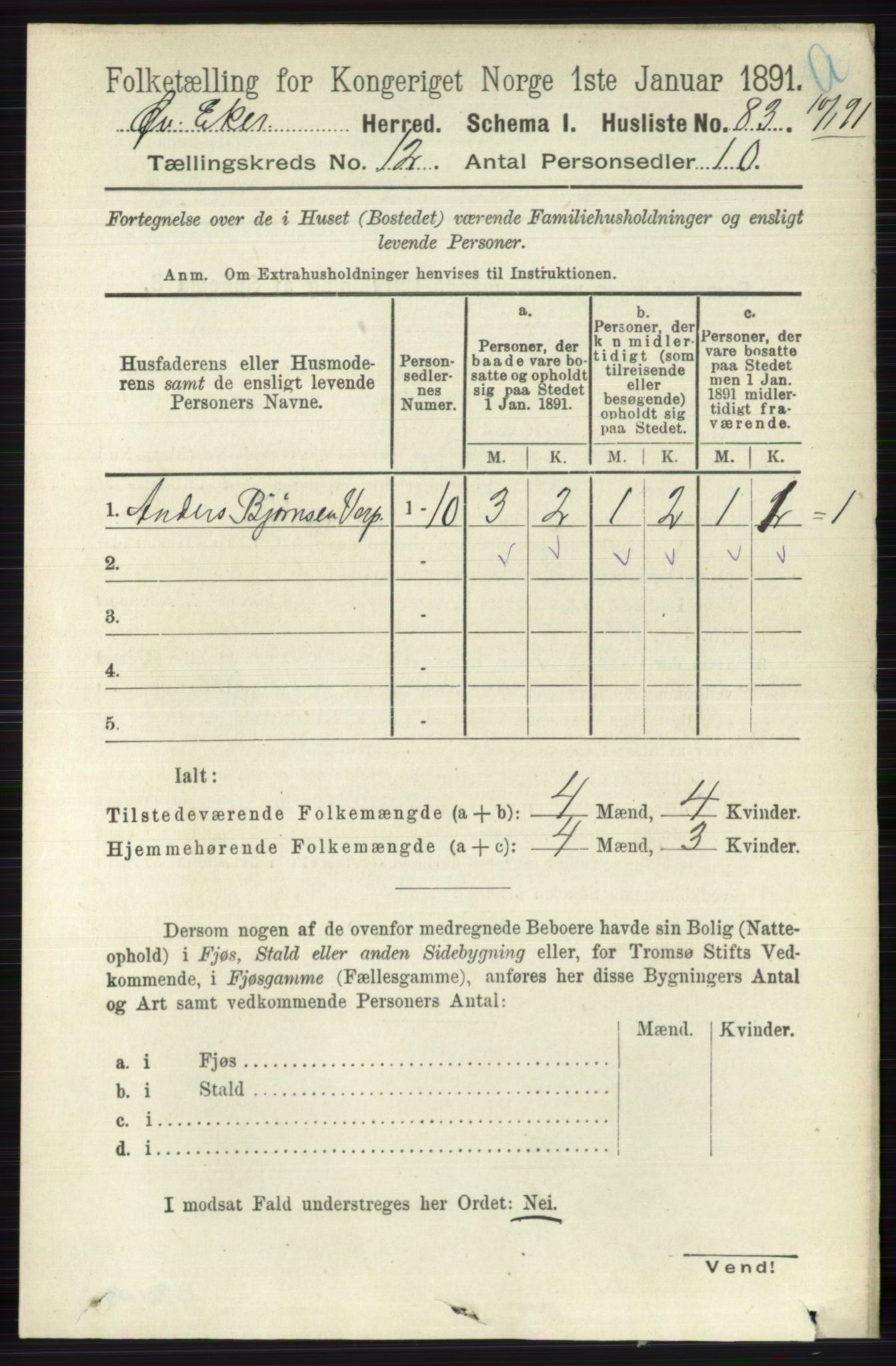 RA, 1891 census for 0624 Øvre Eiker, 1891, p. 5282