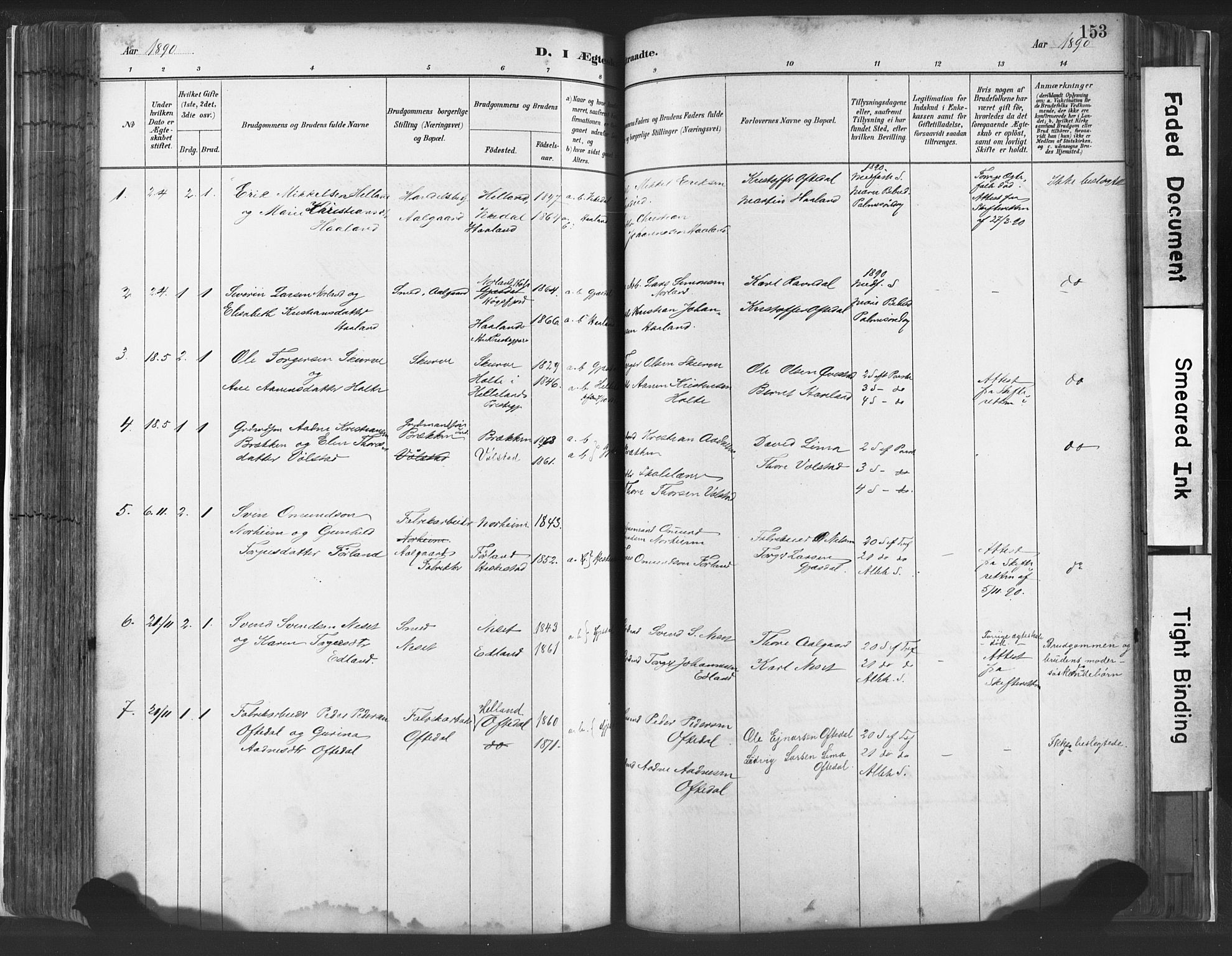 Lye sokneprestkontor, AV/SAST-A-101794/001/30BA/L0010: Parish register (official) no. A 10, 1881-1896, p. 153