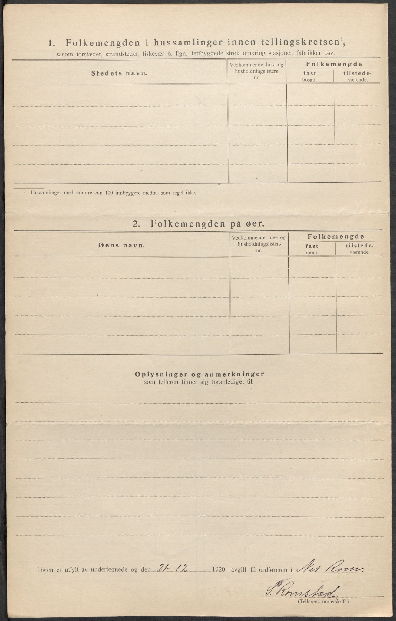 SAO, 1920 census for Nes, 1920, p. 13