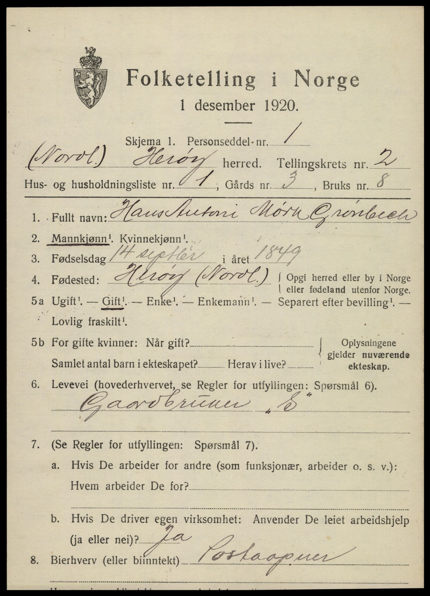 SAT, 1920 census for Herøy, 1920, p. 1314