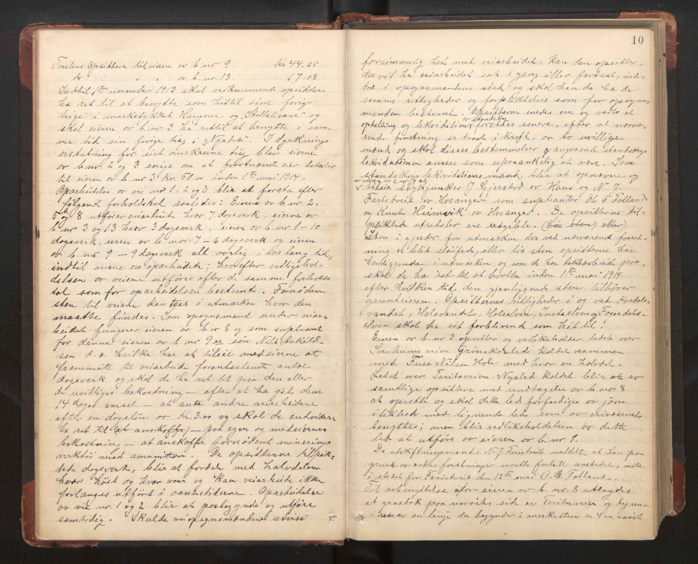 Hordaland jordskiftedøme - II Ytre Nordhordland jordskiftedistrikt, AV/SAB-A-6901/A/Aa/L0012: Forhandlingsprotokoll, 1908-1914, p. 9b-10a
