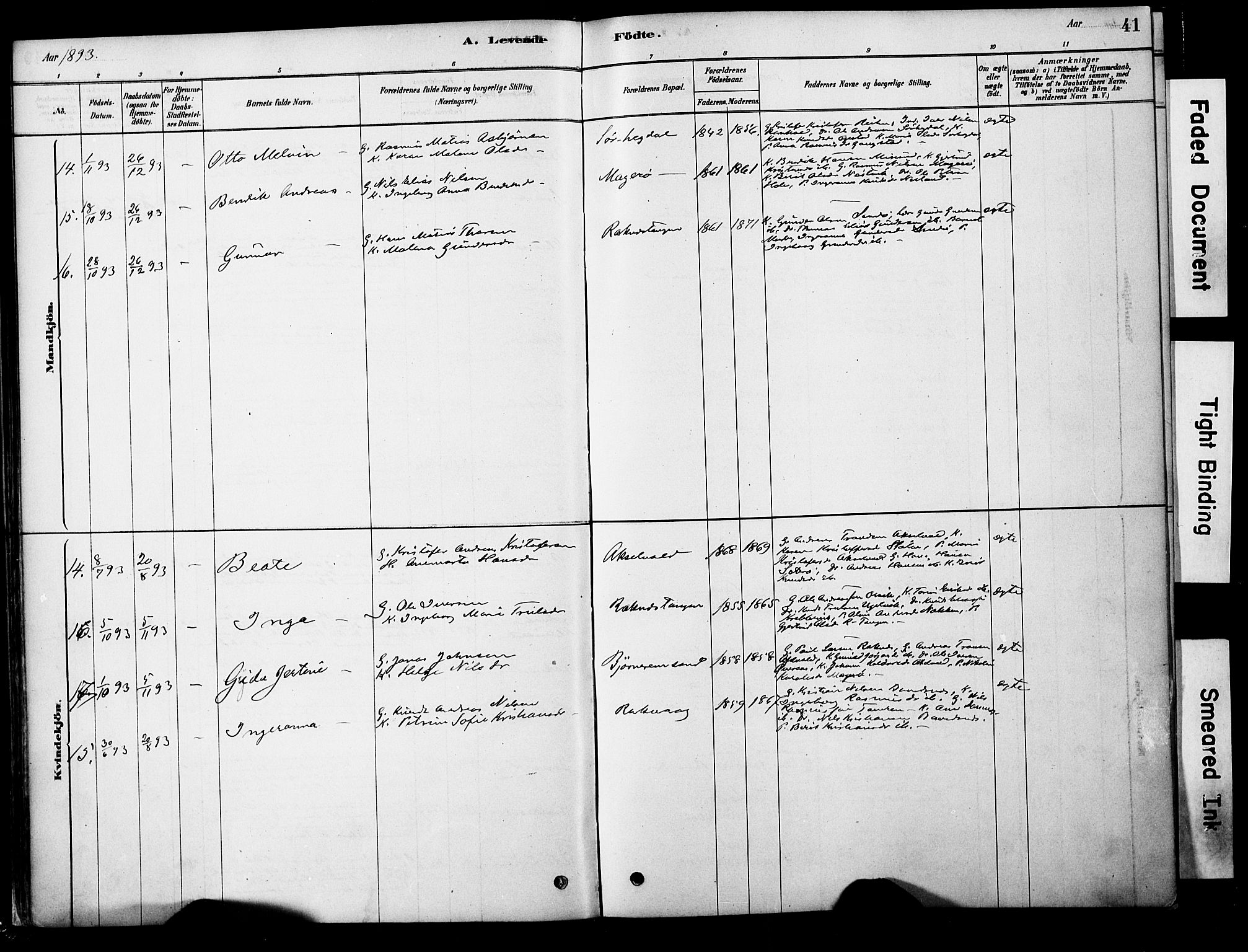 Ministerialprotokoller, klokkerbøker og fødselsregistre - Møre og Romsdal, AV/SAT-A-1454/563/L0736: Parish register (official) no. 563A01, 1878-1903, p. 41