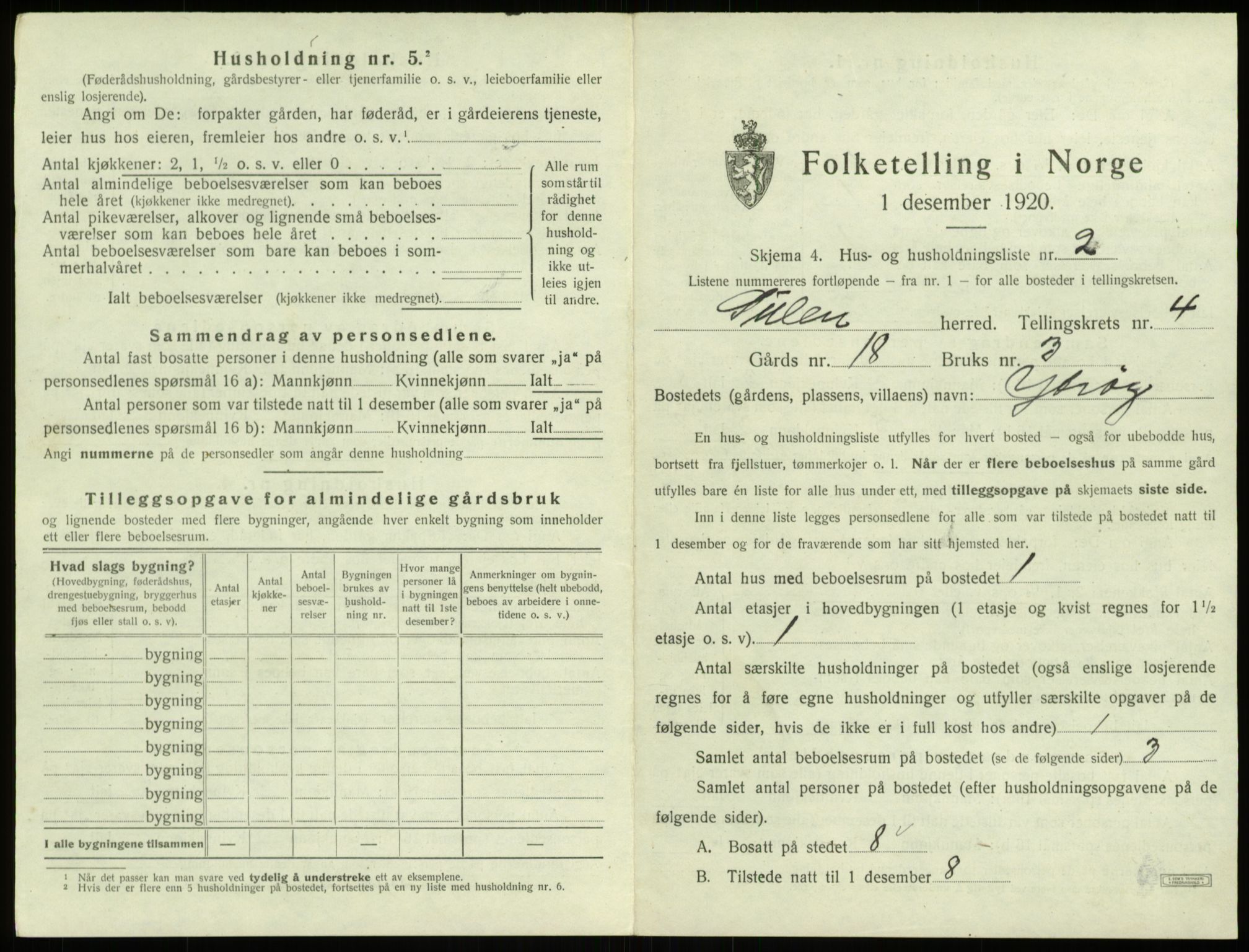 SAB, 1920 census for Solund, 1920, p. 226