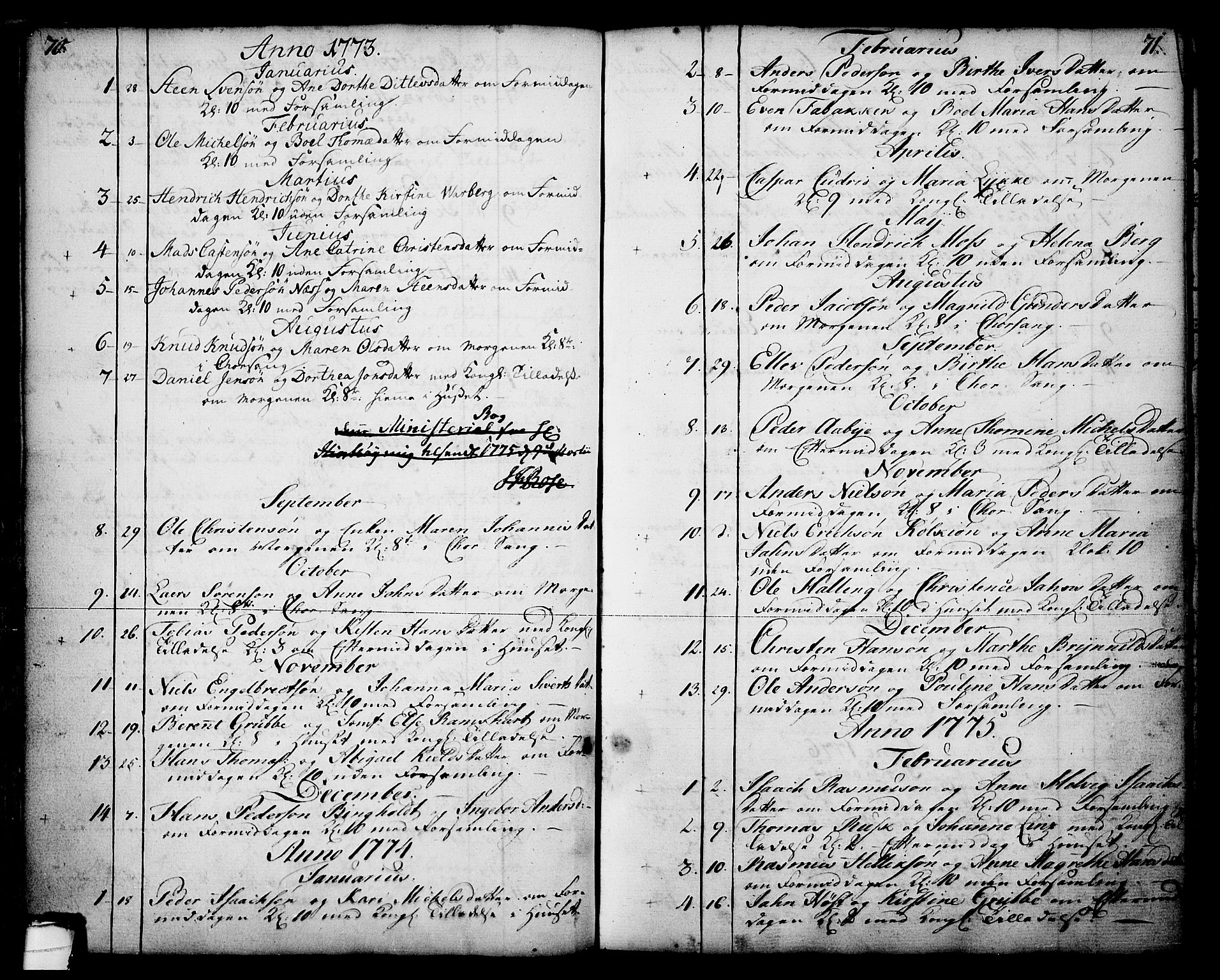 Skien kirkebøker, SAKO/A-302/F/Fa/L0003: Parish register (official) no. 3, 1755-1791, p. 70-71