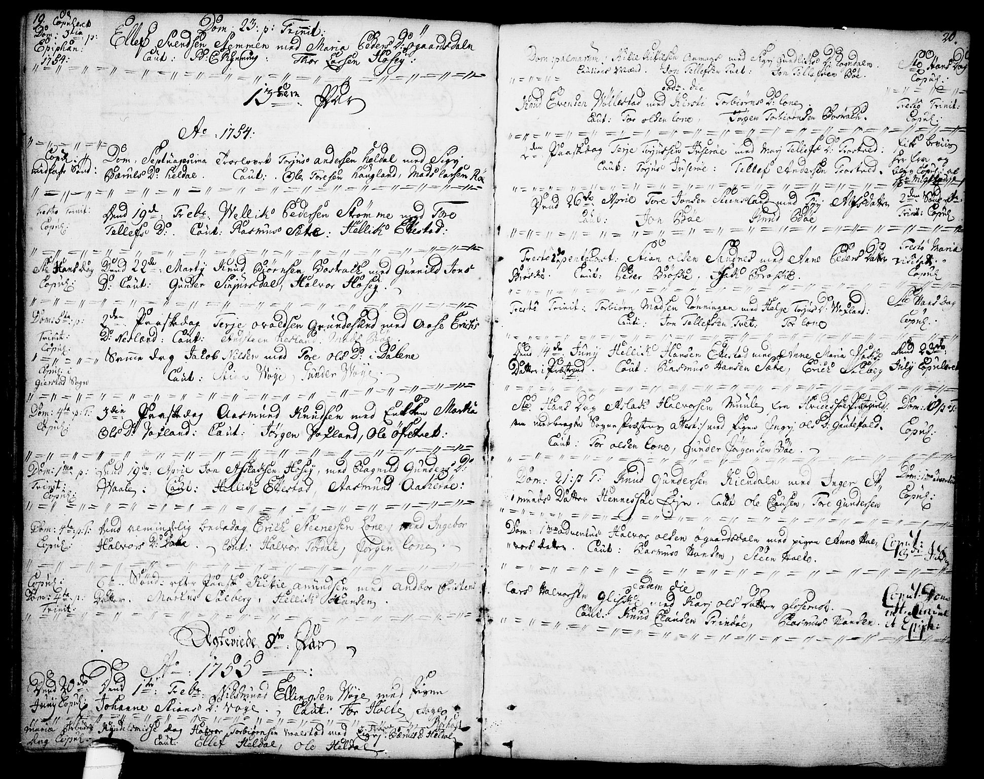 Drangedal kirkebøker, AV/SAKO-A-258/F/Fa/L0001: Parish register (official) no. 1, 1697-1767, p. 19-20