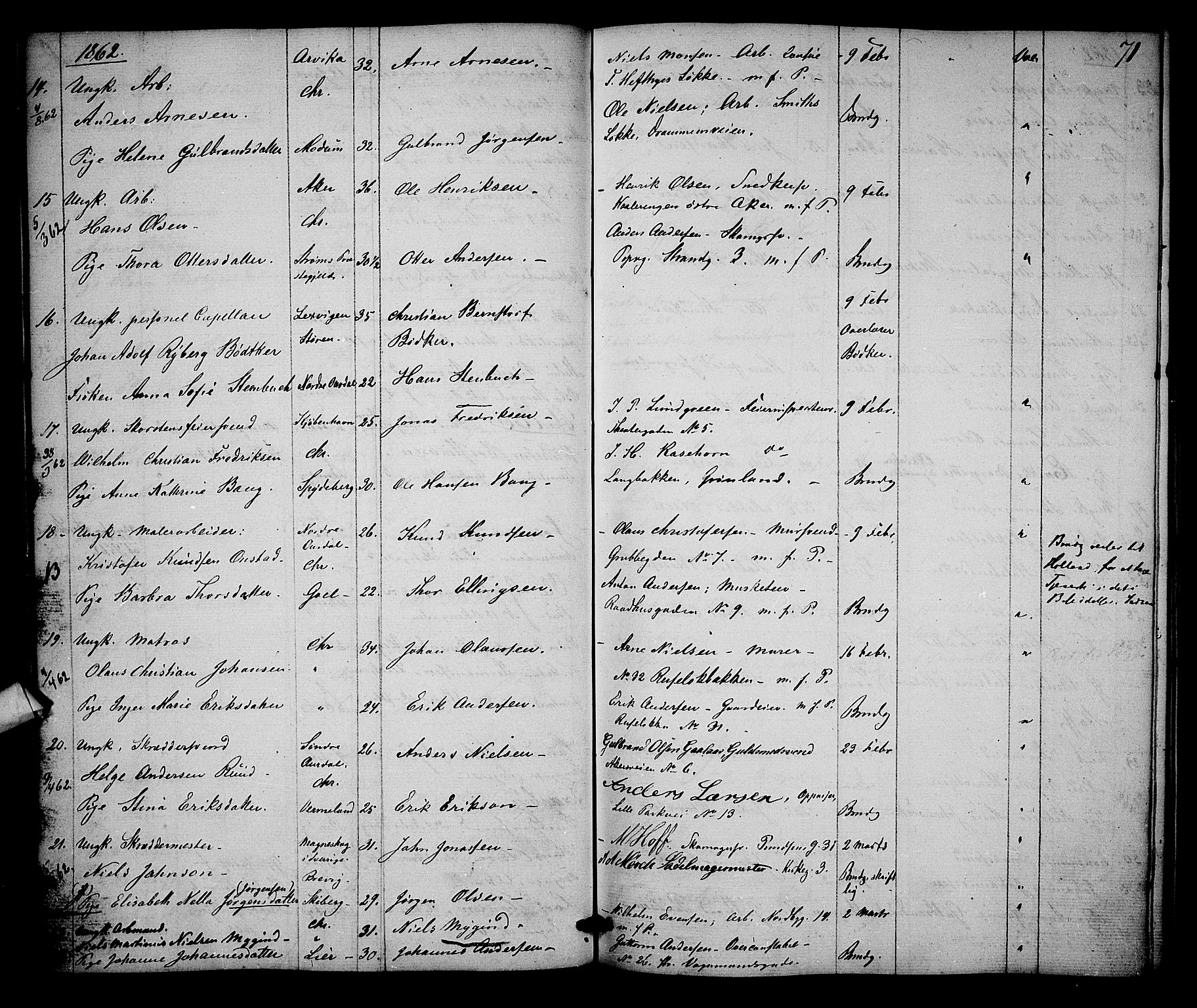Trefoldighet prestekontor Kirkebøker, SAO/A-10882/H/Ha/L0001: Banns register no. 1, 1858-1870, p. 71