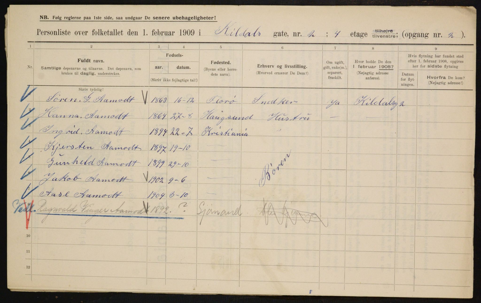 OBA, Municipal Census 1909 for Kristiania, 1909, p. 68529