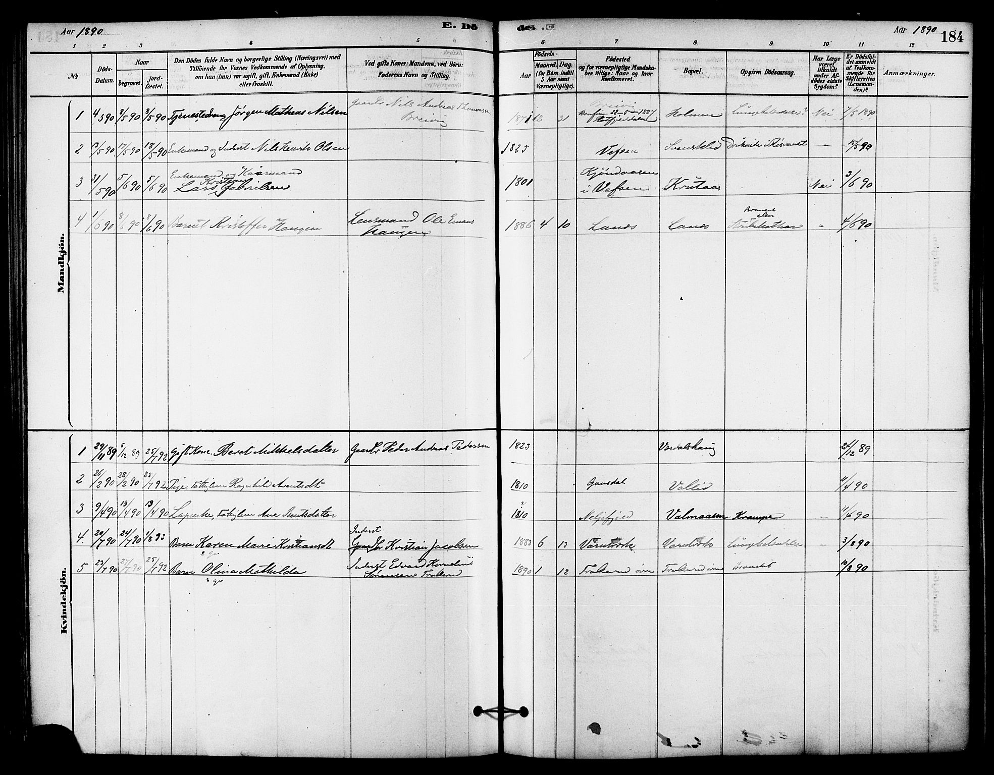 Ministerialprotokoller, klokkerbøker og fødselsregistre - Nordland, AV/SAT-A-1459/823/L0325: Parish register (official) no. 823A02, 1878-1898, p. 184