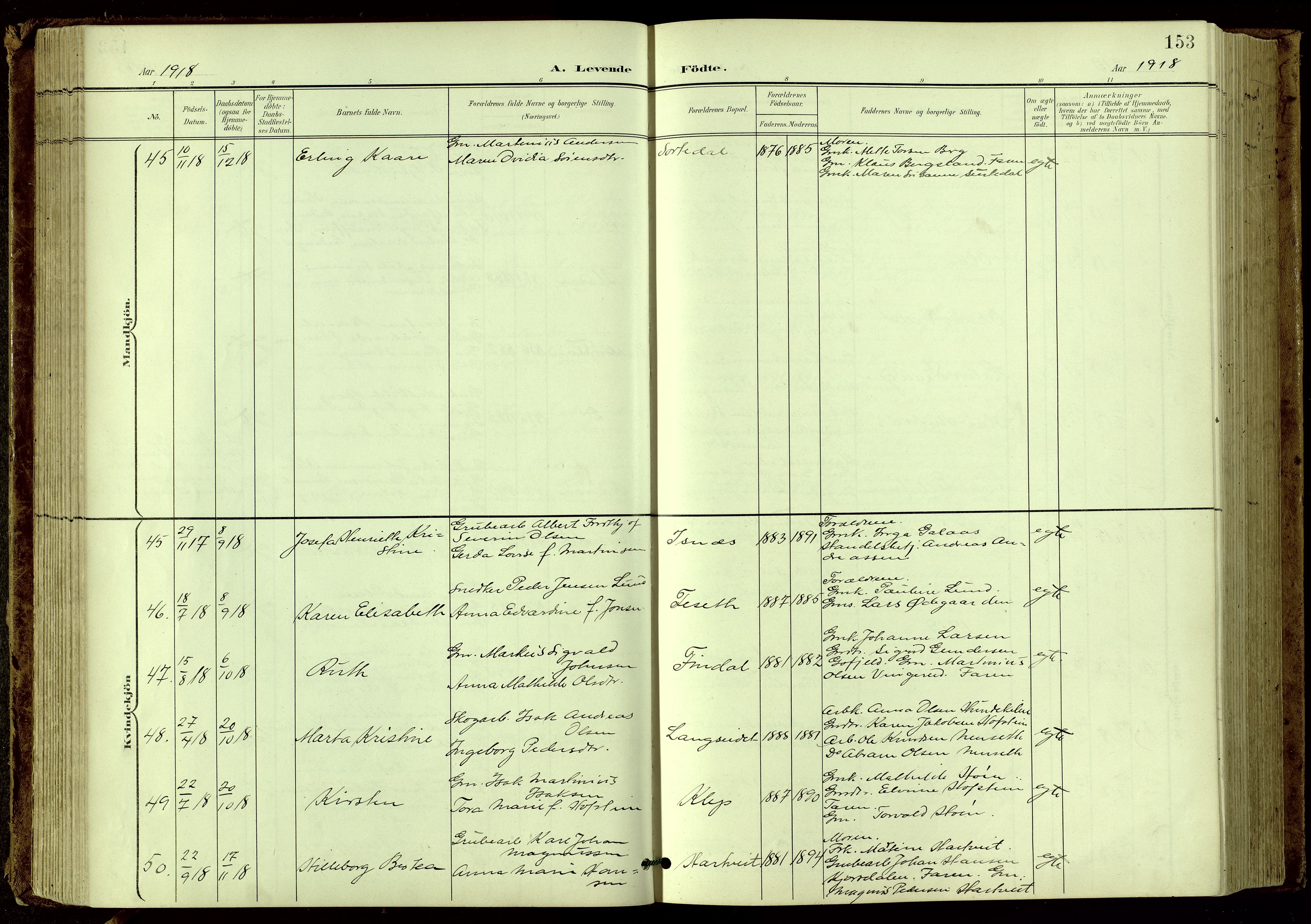 Bamble kirkebøker, SAKO/A-253/G/Ga/L0010: Parish register (copy) no. I 10, 1901-1919, p. 153