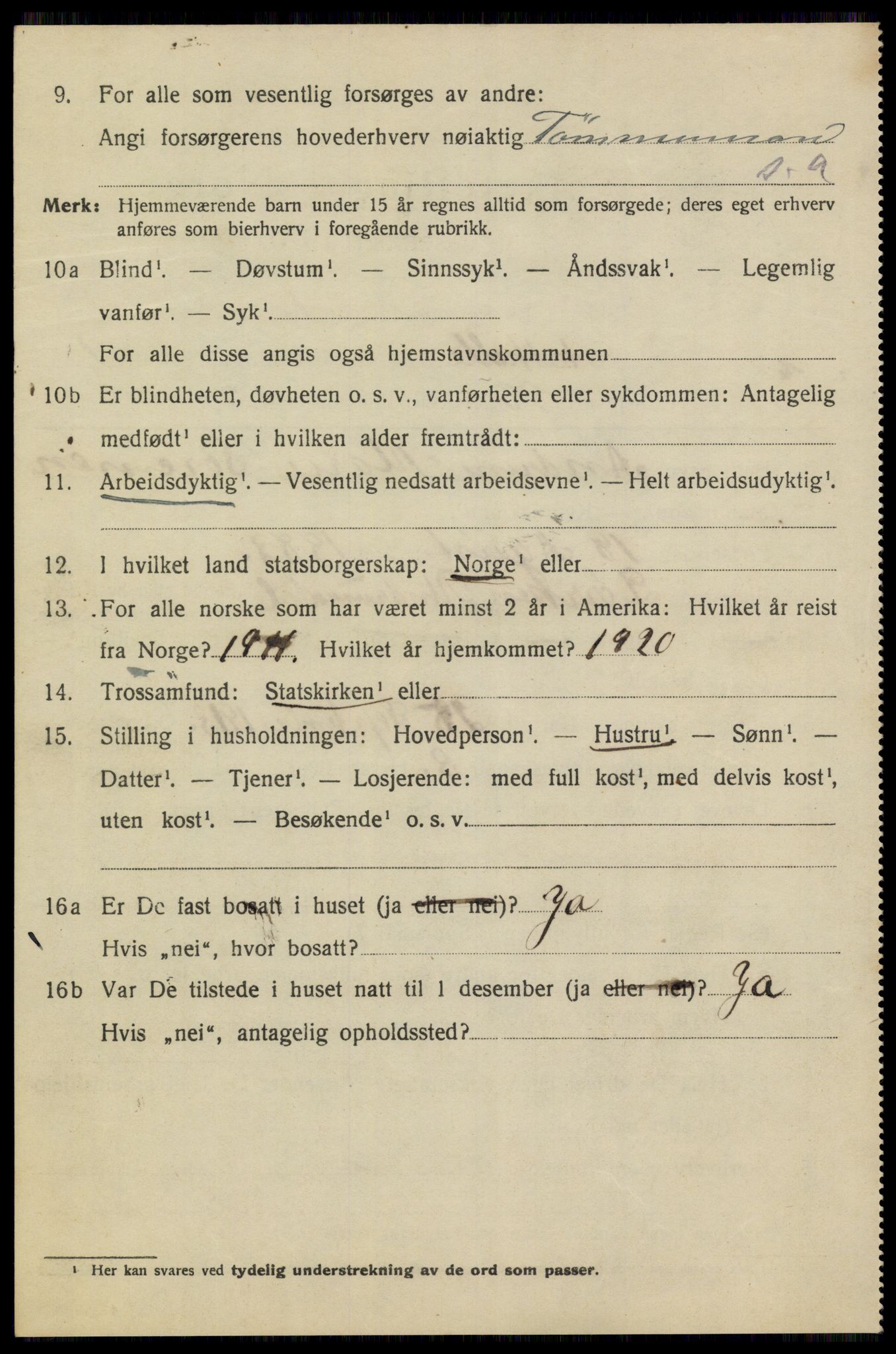 SAKO, 1920 census for Stathelle, 1920, p. 1040