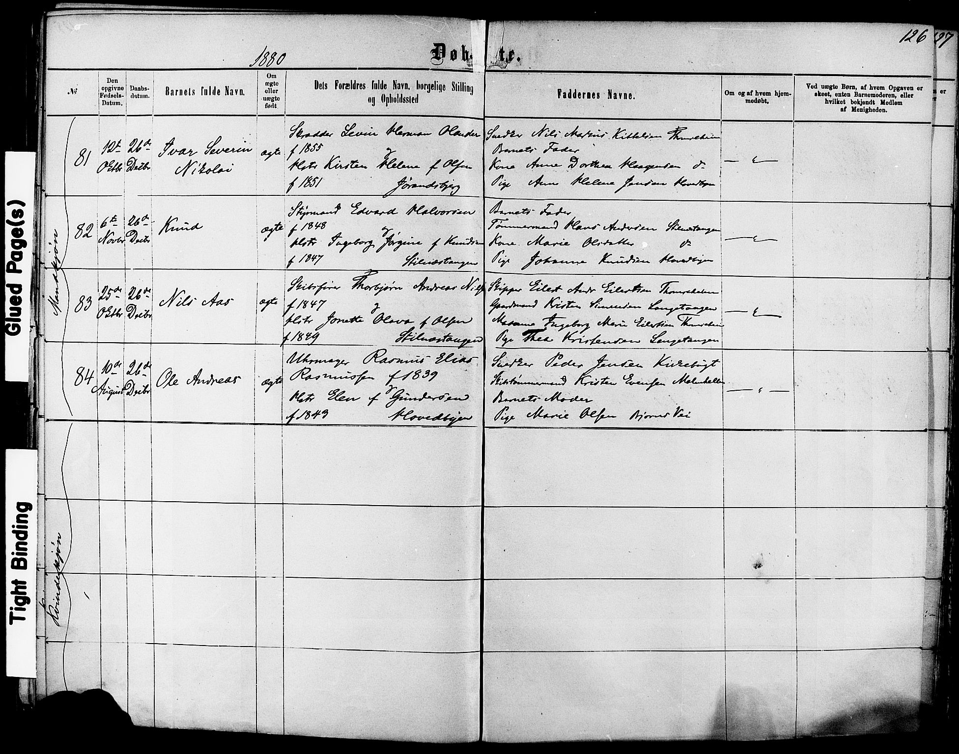 Kragerø kirkebøker, SAKO/A-278/F/Fa/L0011: Parish register (official) no. 11, 1875-1886, p. 126