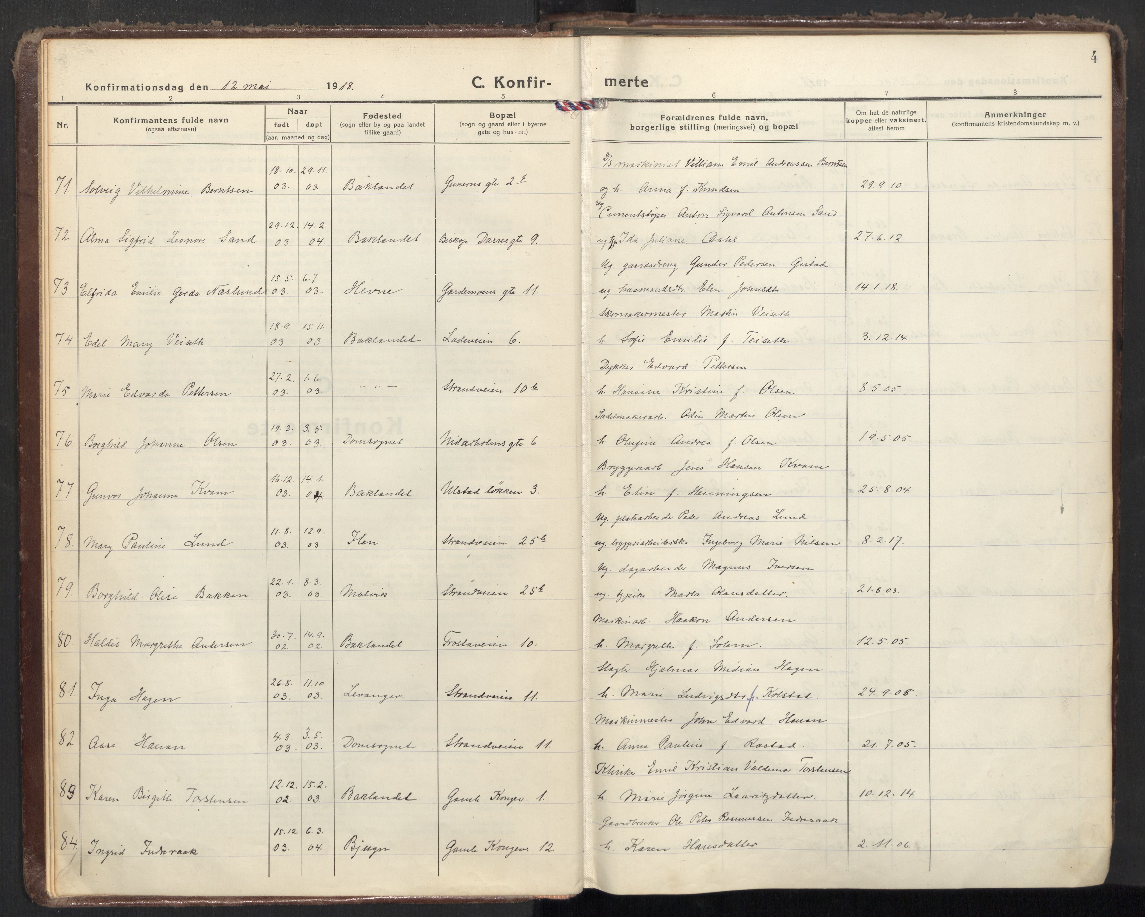 Ministerialprotokoller, klokkerbøker og fødselsregistre - Sør-Trøndelag, SAT/A-1456/605/L0247: Parish register (official) no. 605A09, 1918-1930, p. 4