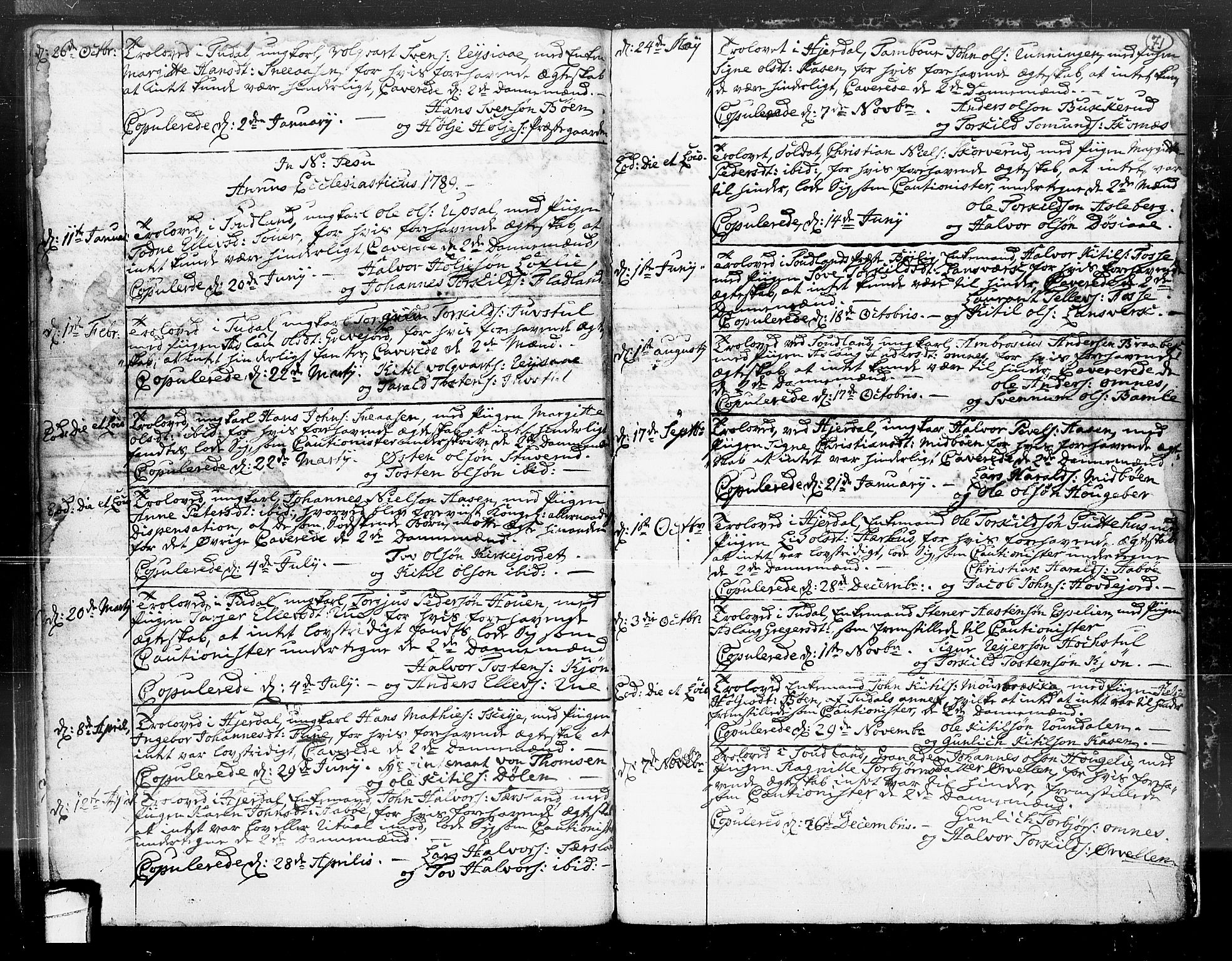 Hjartdal kirkebøker, SAKO/A-270/F/Fa/L0004: Parish register (official) no. I 4, 1727-1795, p. 71