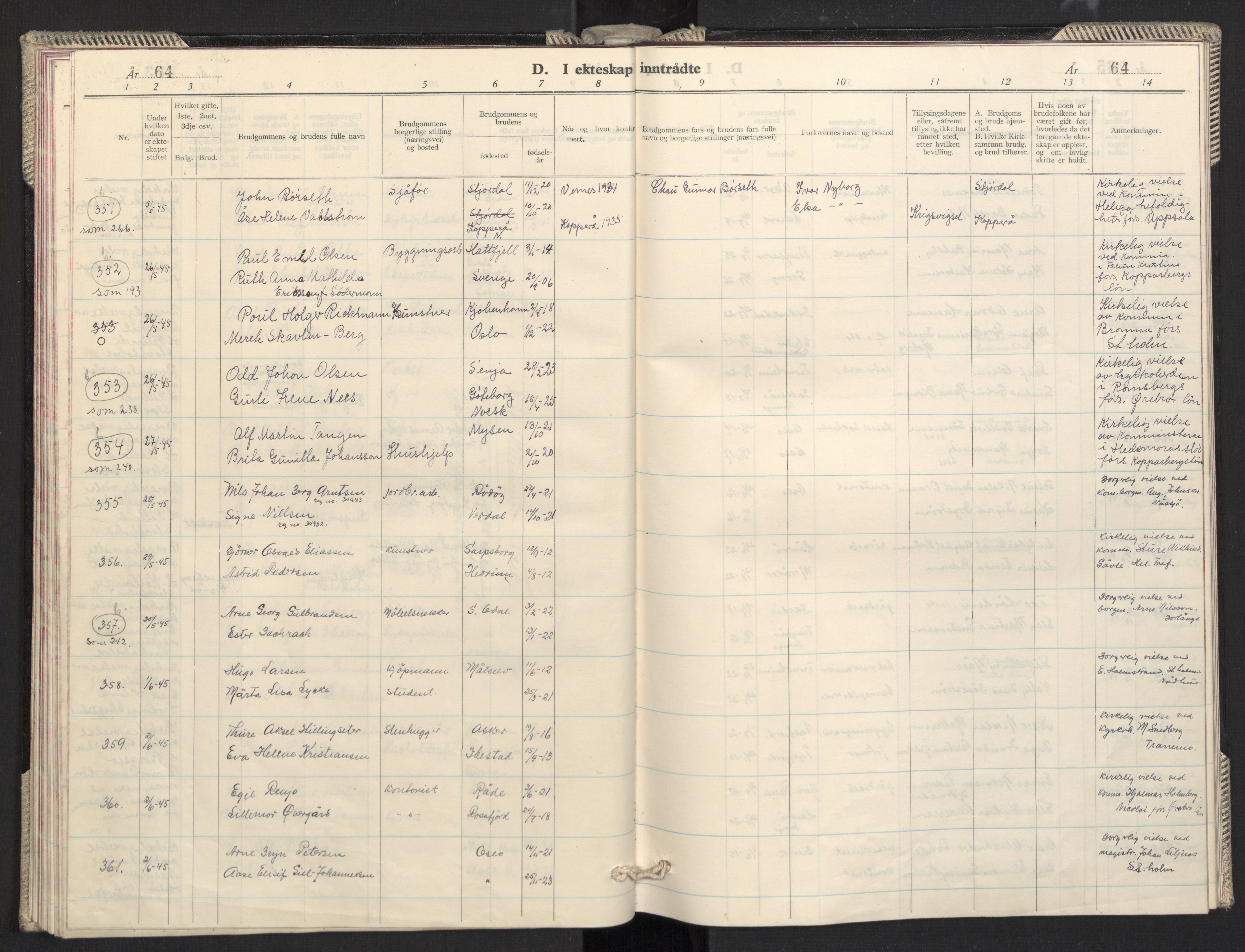 Prestekontoret i Sverige under okkupasjonen Kirkebøker, SAO/A-11045/F/L0003: Parish register (official) no. 3, 1944-1945, p. 64