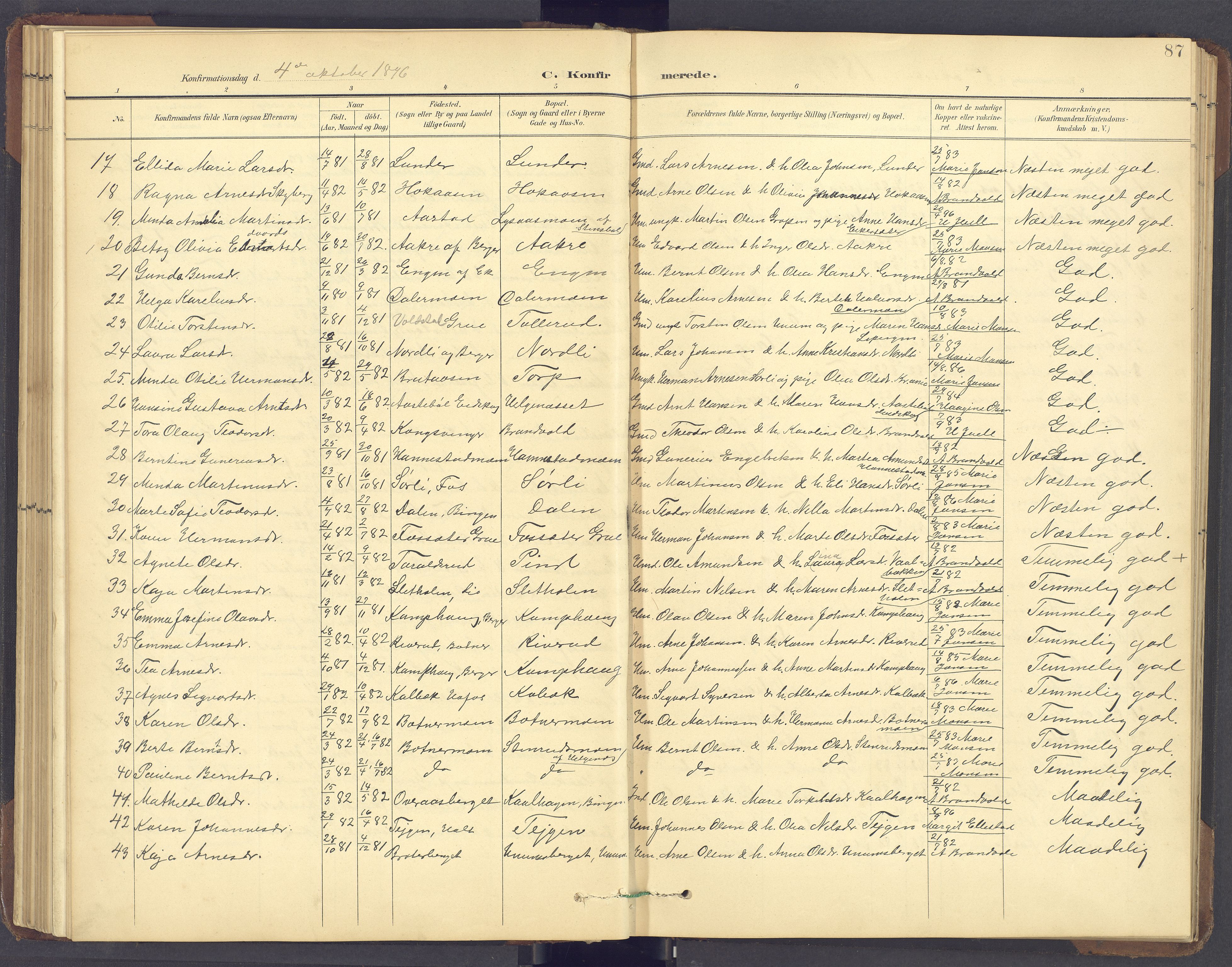 Brandval prestekontor, SAH/PREST-034/H/Ha/Hab/L0002: Parish register (copy) no. 2, 1895-1904, p. 87
