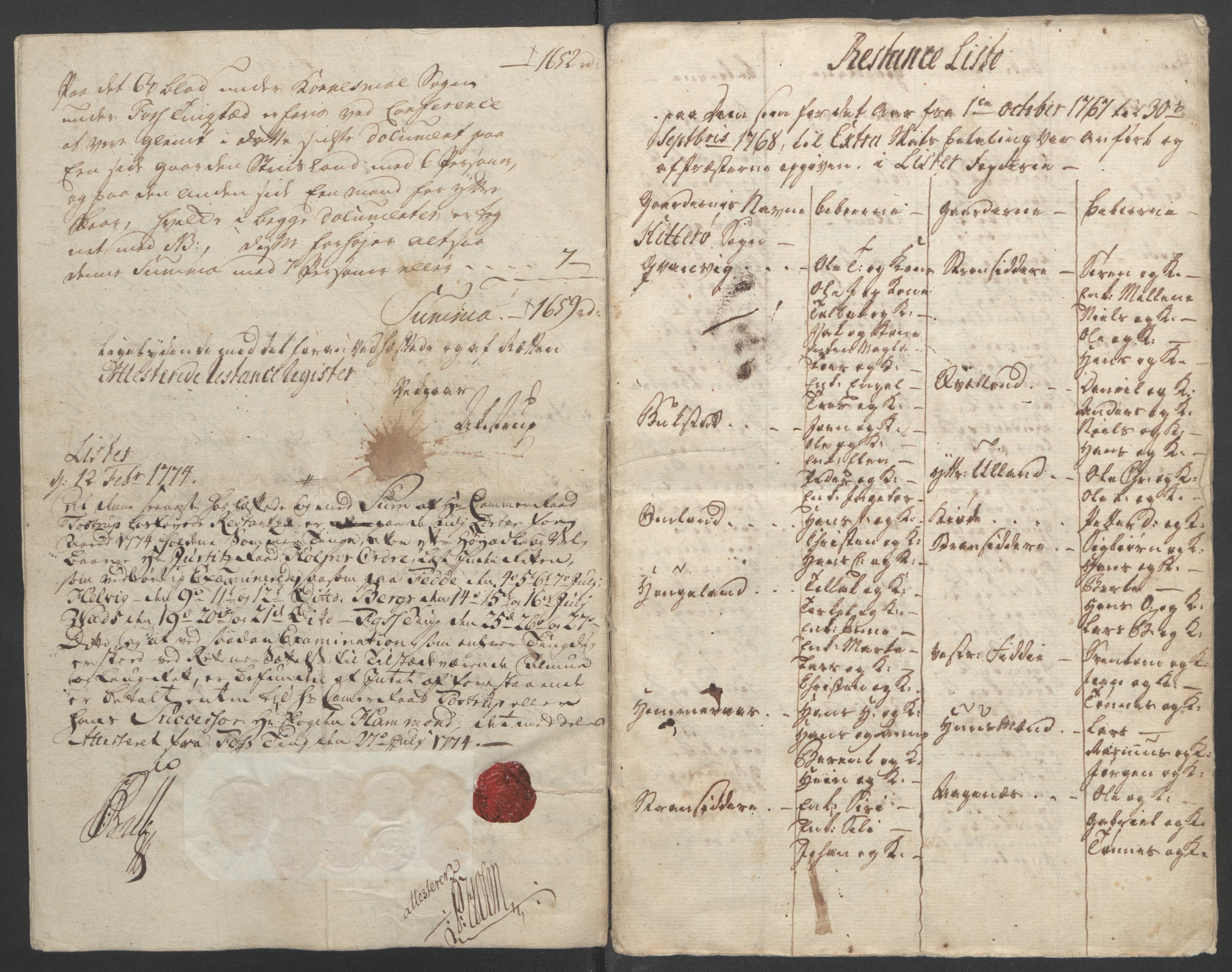 Rentekammeret inntil 1814, Reviderte regnskaper, Fogderegnskap, AV/RA-EA-4092/R45/L2704: Ekstraskatten Lista og Mandal, 1762-1768, p. 310